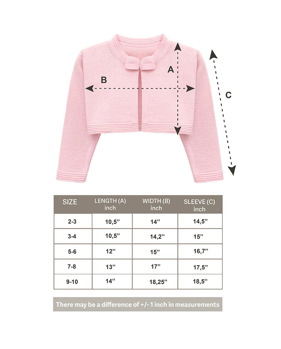 Little Girls' Long Sleeve Bowknot Closure Bolero Cardigan
