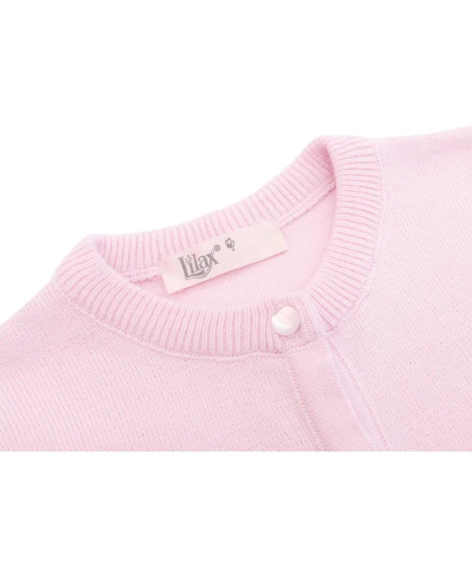 Girls Knit Pearl Buttoned Cardigan Sweater