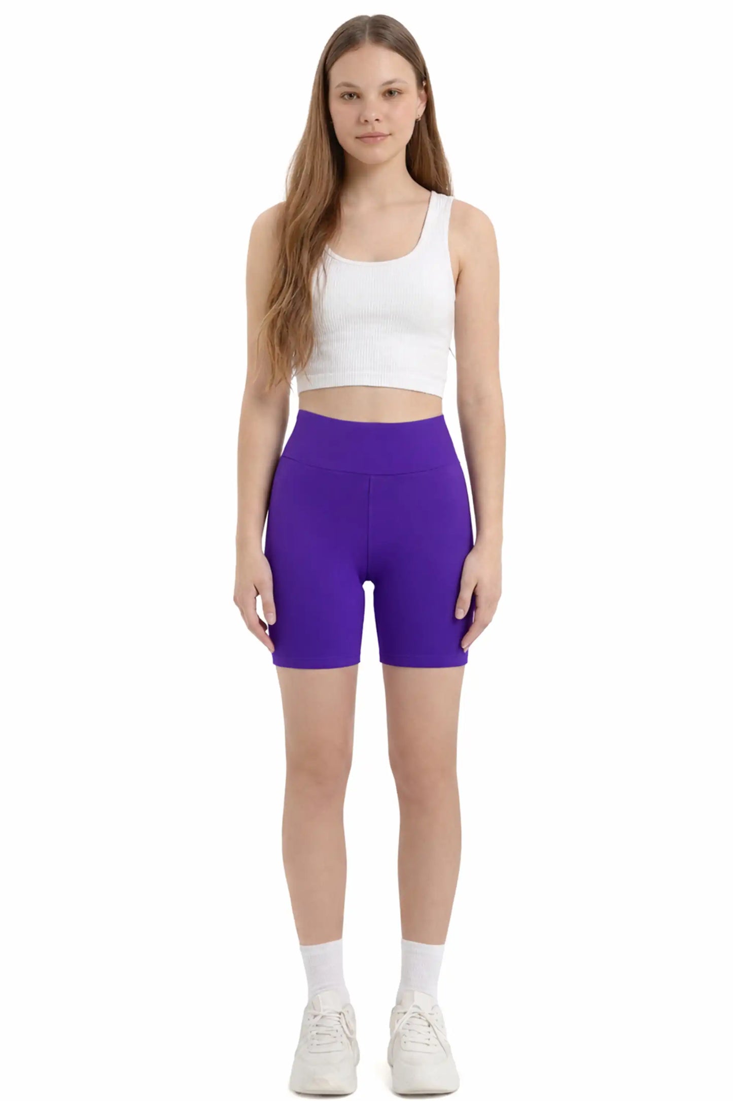 Girls High Waist Biker Shorts — Premium Soft 4-Way Stretch Yoga & Dance Athletic Shorts
