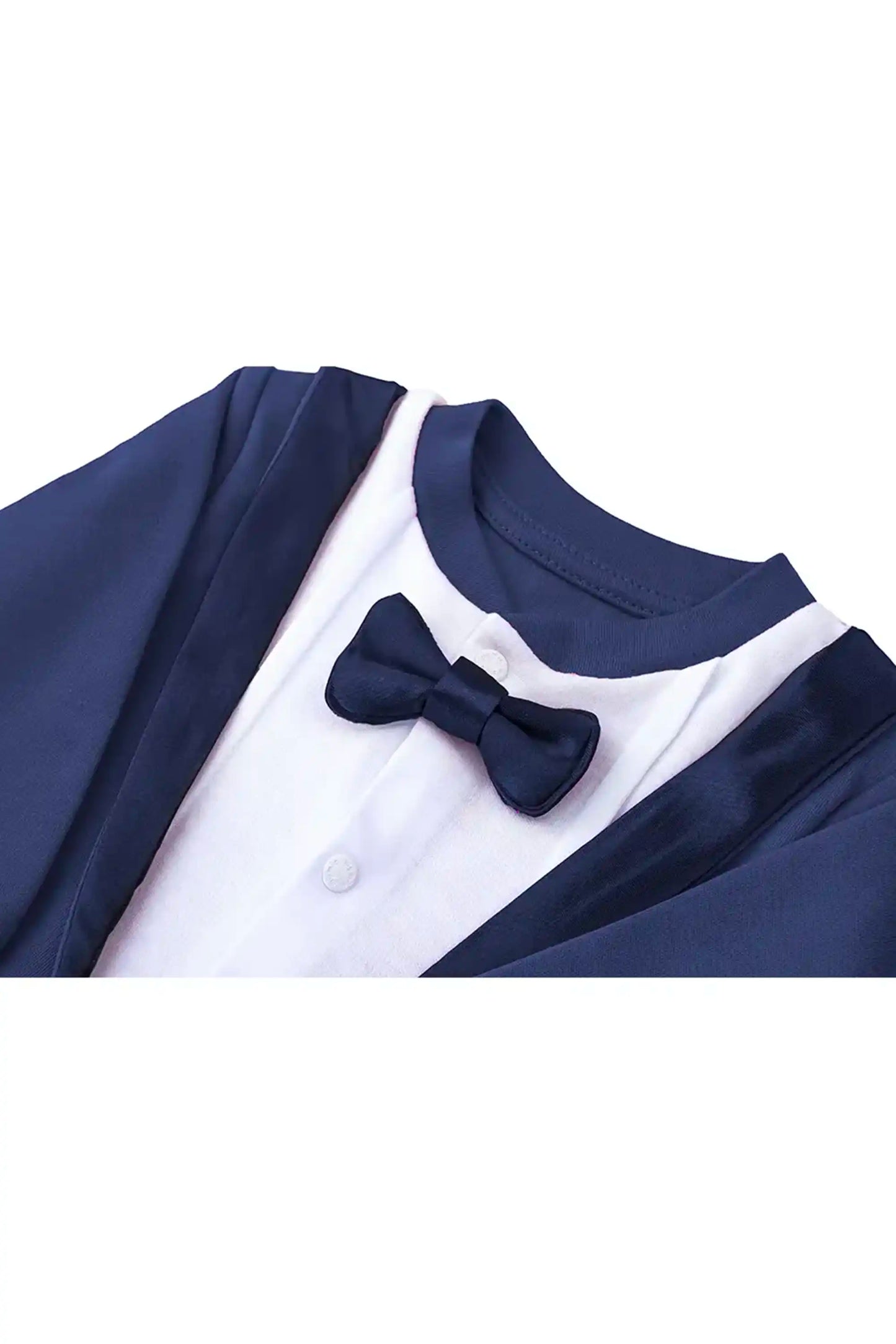 Baby Boy Footie Tuxedo Outfit with Bow Tie for Christmas Holidays - The Perfect Gentleman Look