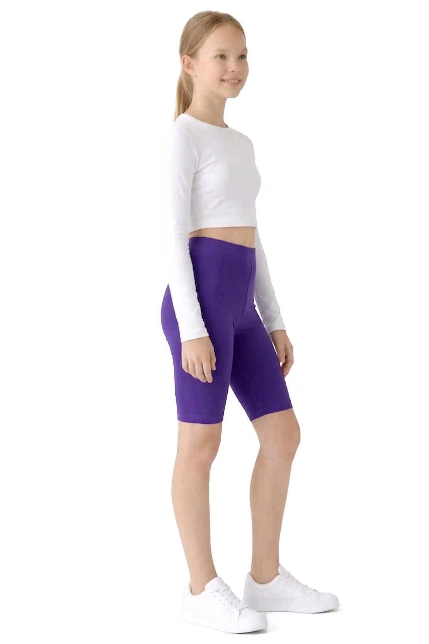 Girls' Soft Stretch Bike Shorts | Elastic Waist | Cotton Blend | Toddler & Kids Sizes 2T–12Y