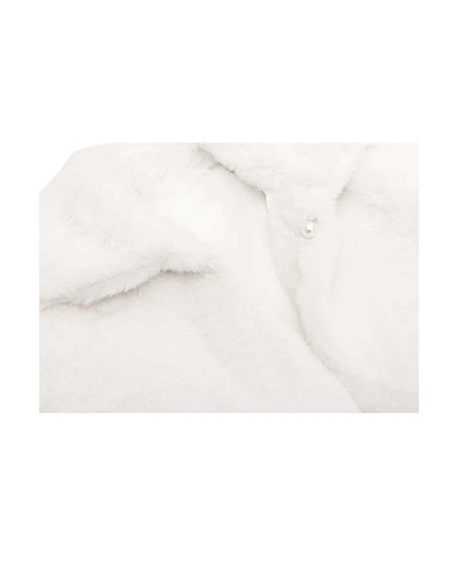 Girls Faux Fur Bolero Oversized Collar Jacket
