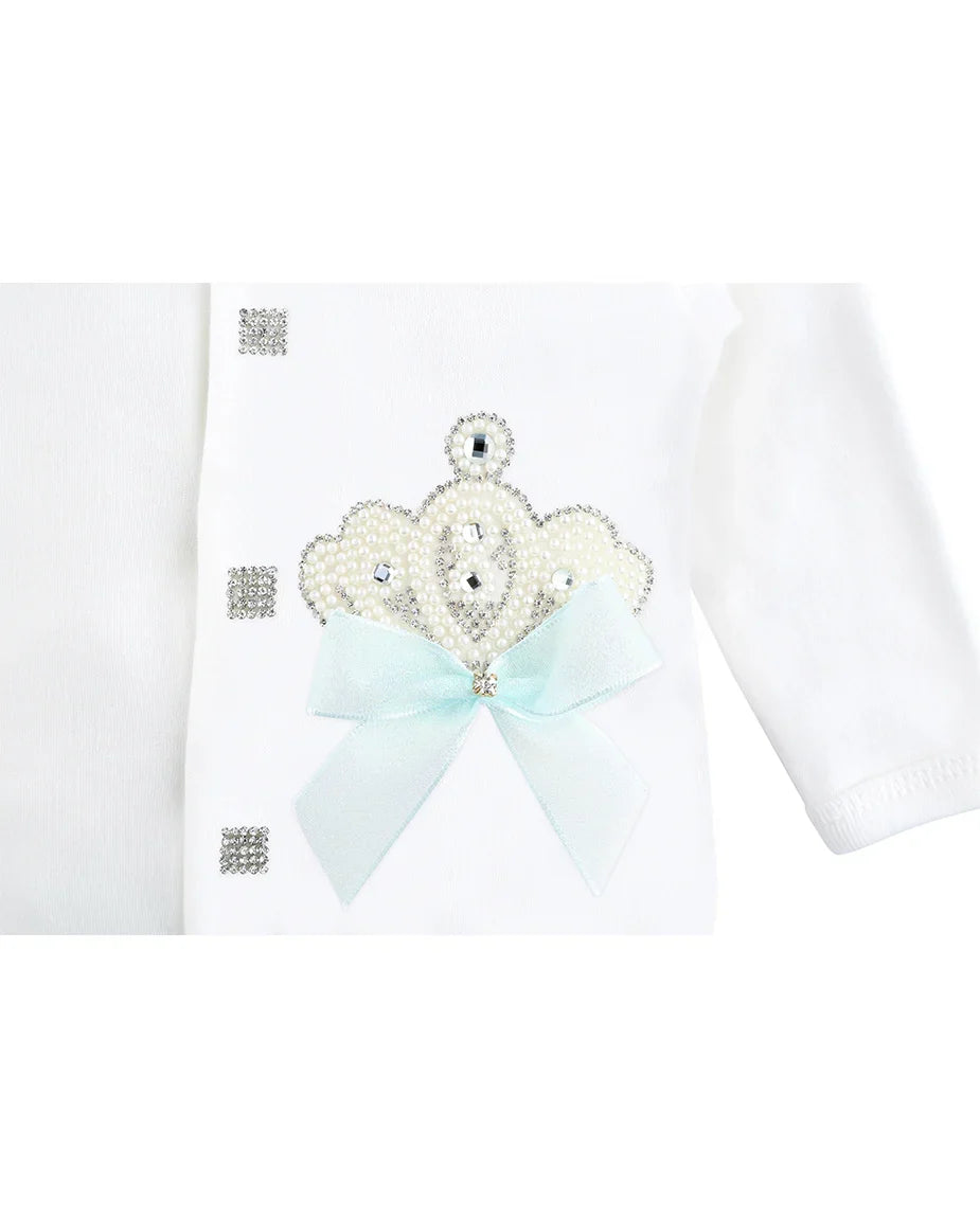 Jeweled Crown Layette Gift Set for Baby Girls: 3 Pieces