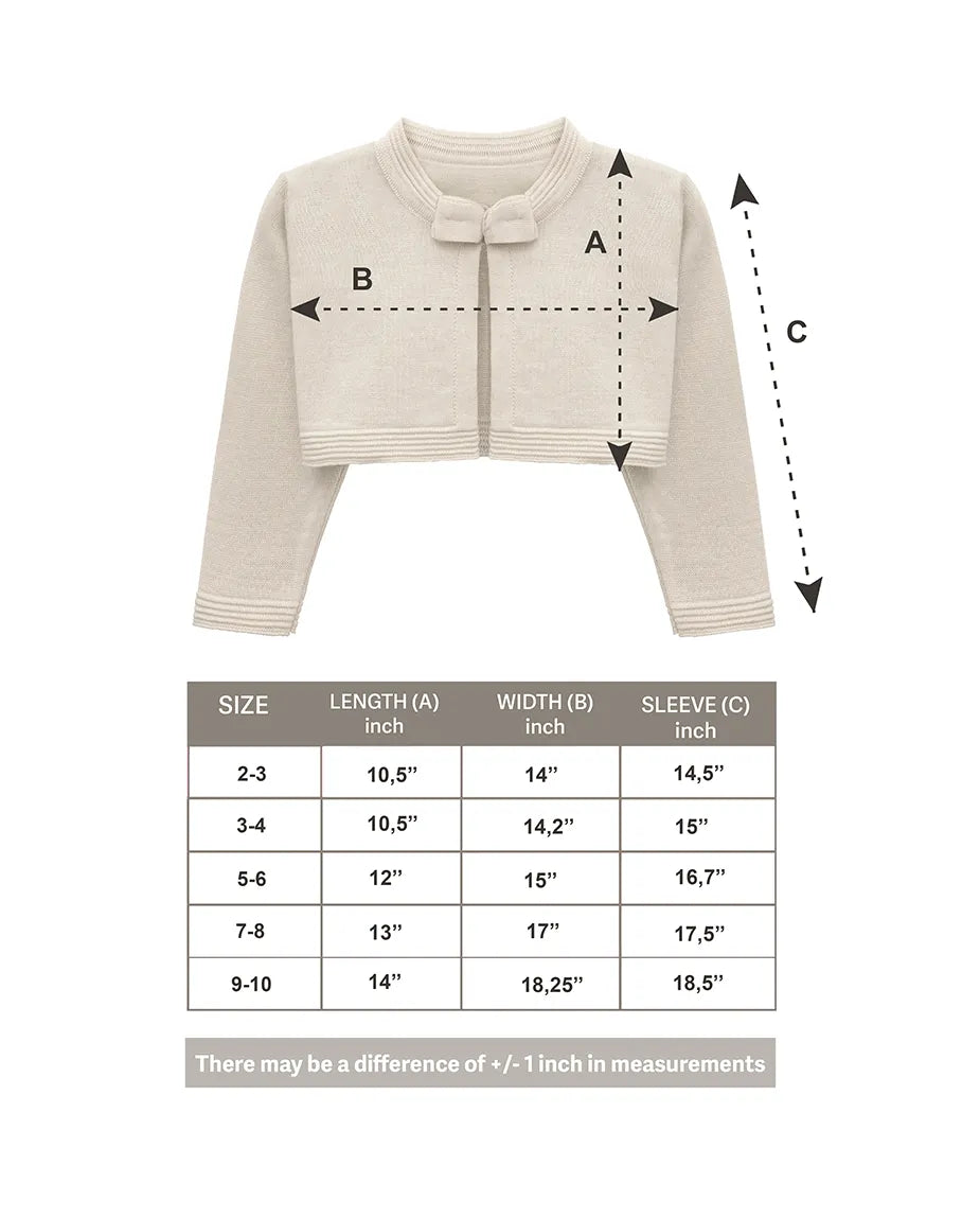 Little Girls' Long Sleeve Bowknot Closure Bolero Cardigan