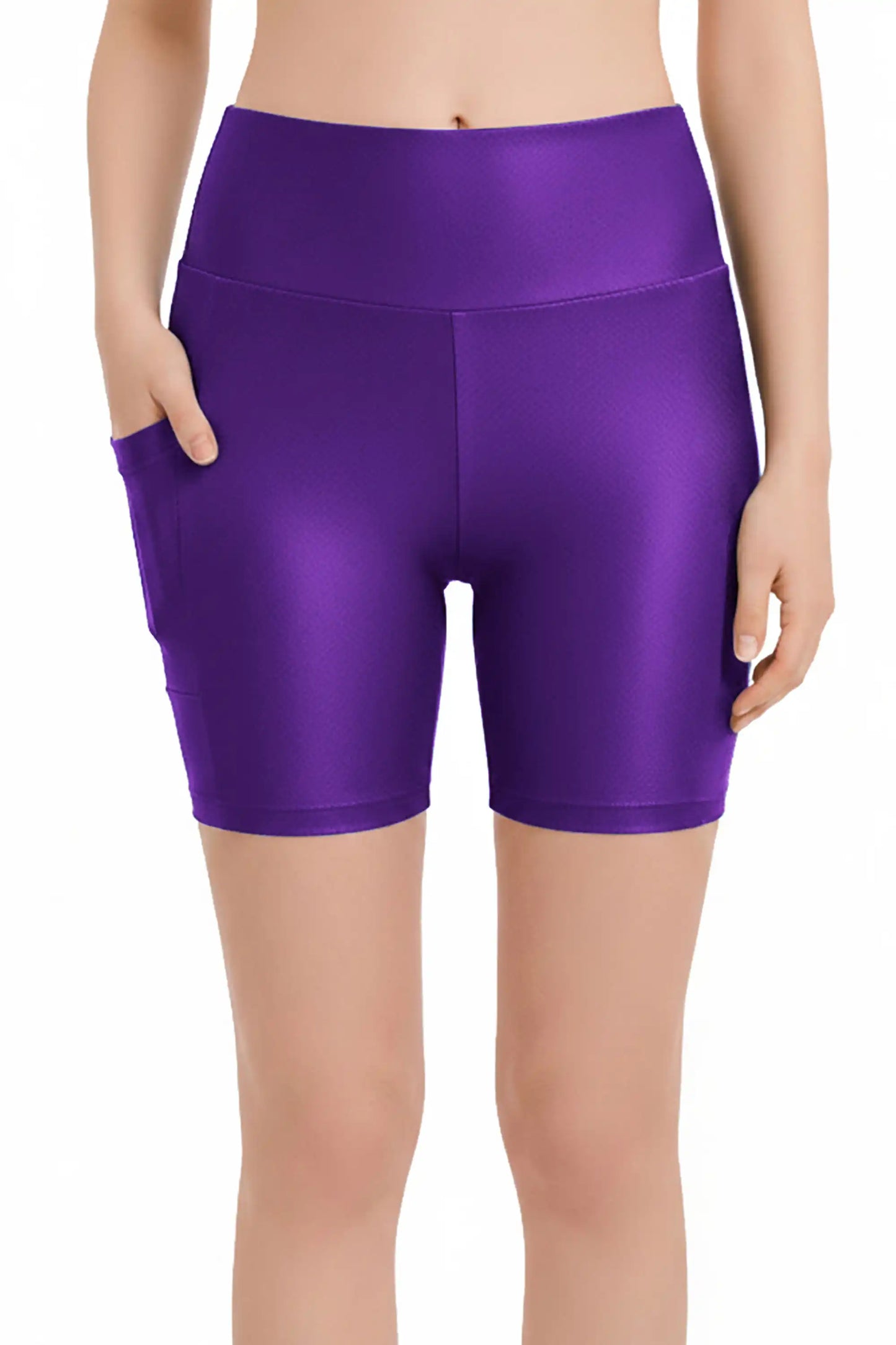 Girls Athletic Shorts with Pocket High Waisted Biker Shorts for Dance Yoga Gymnastics