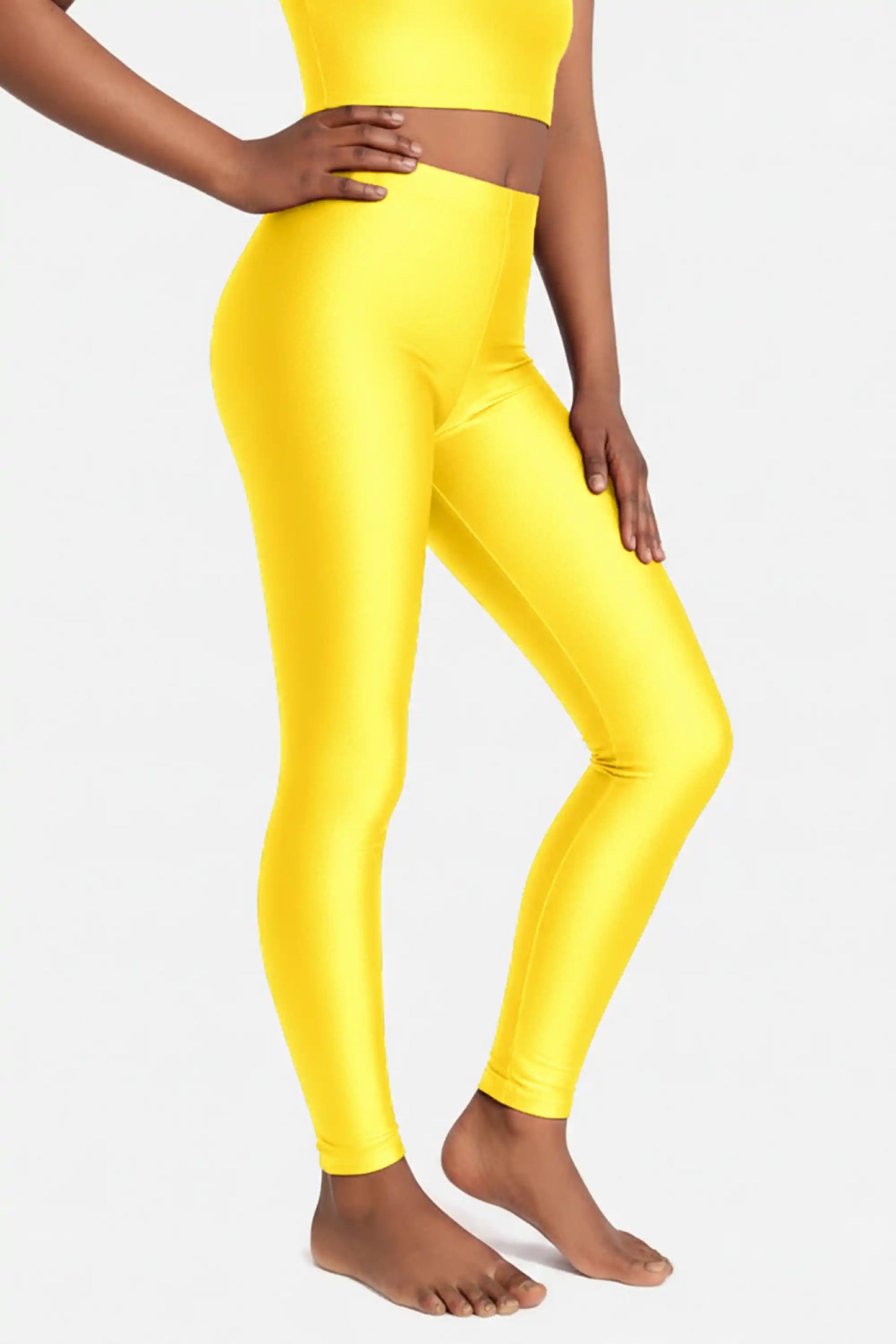 Girls Shiny High Waisted Leggings – Dance & Gymnastics Stretch Tights