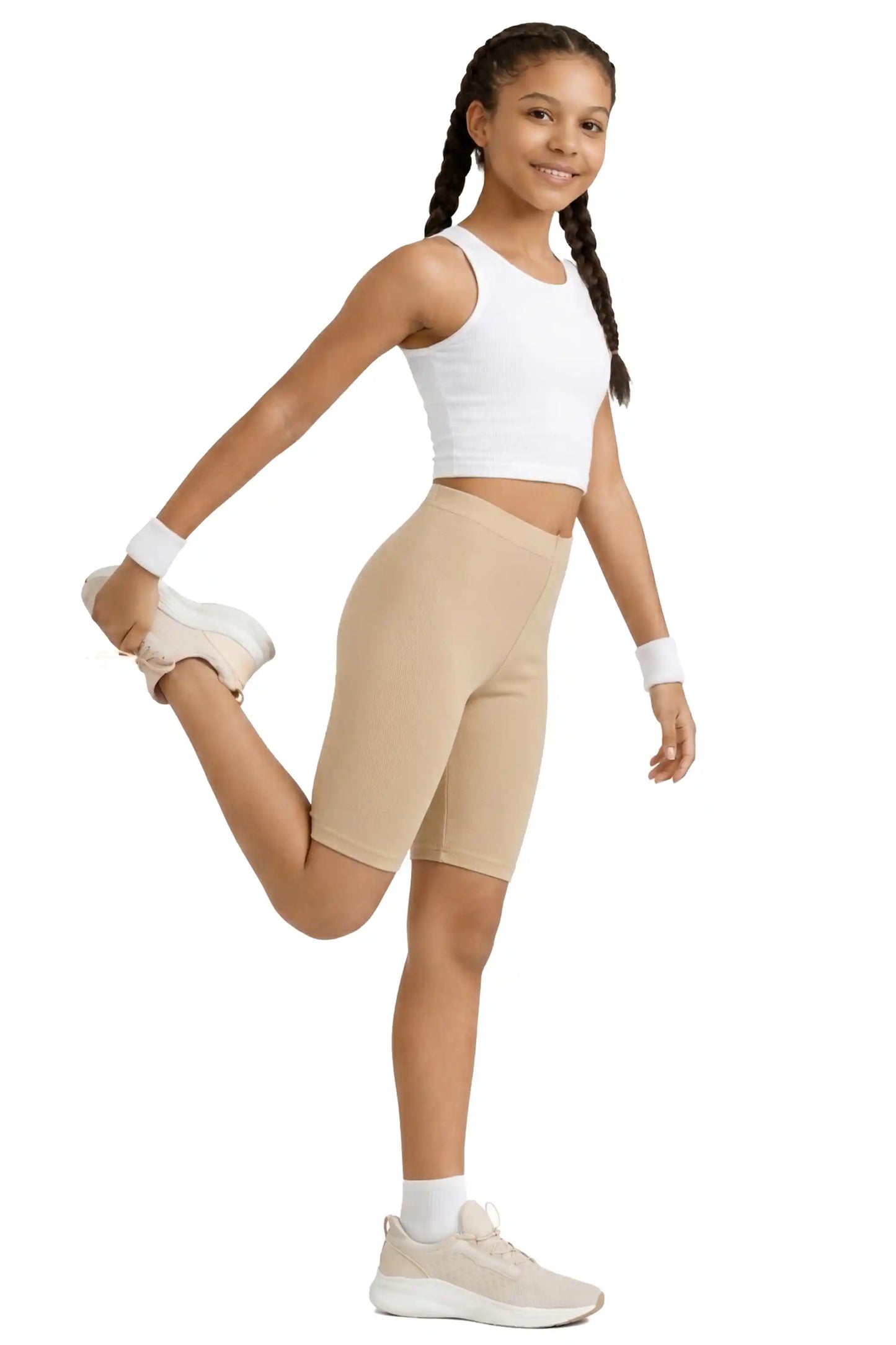 Girls' Soft Stretch Bike Shorts | Elastic Waist | Cotton Blend | Toddler & Kids Sizes 2T–12Y
