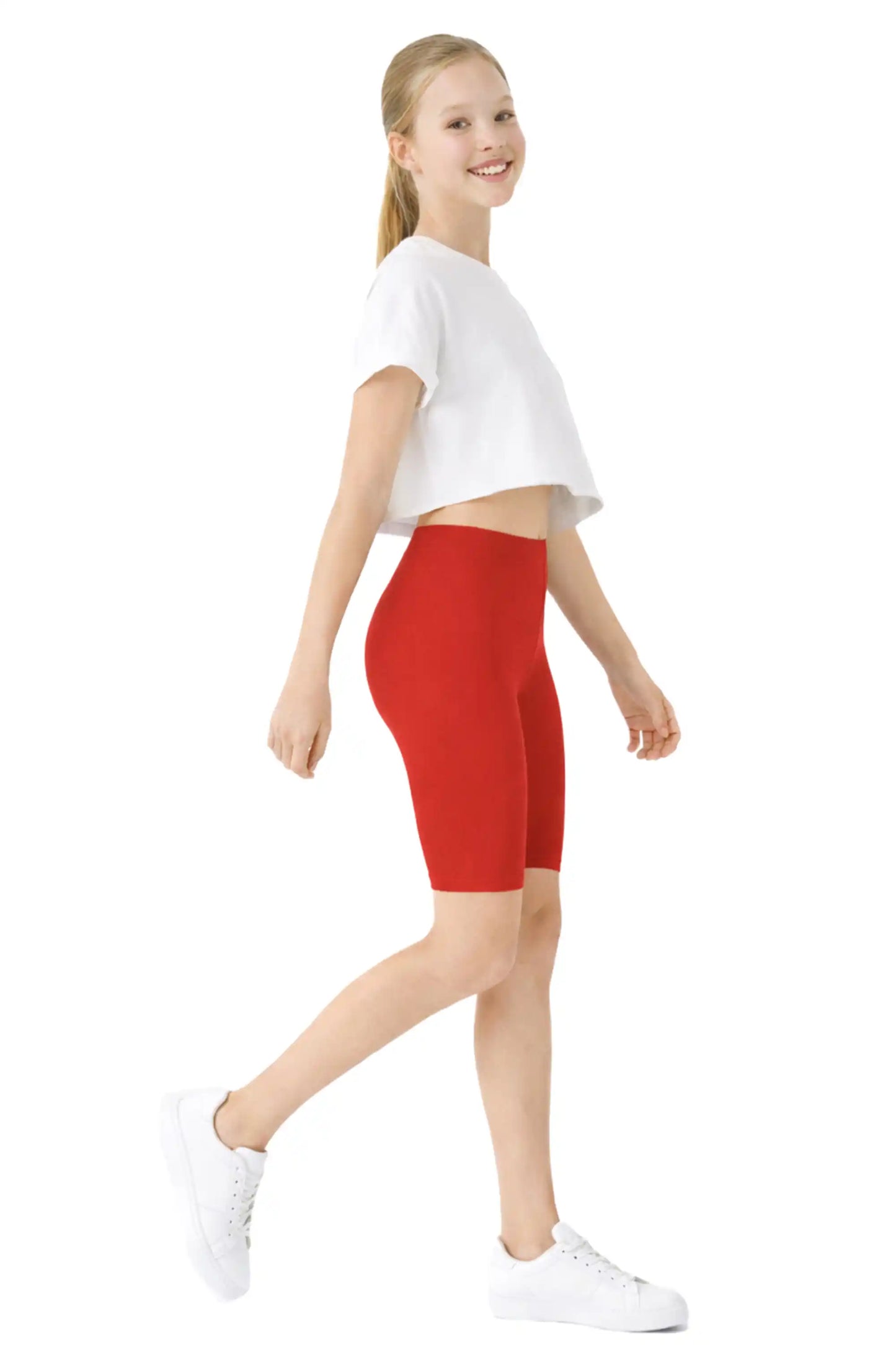 Girls' Soft Stretch Bike Shorts | Elastic Waist | Cotton Blend | Toddler & Kids Sizes 2T–12Y