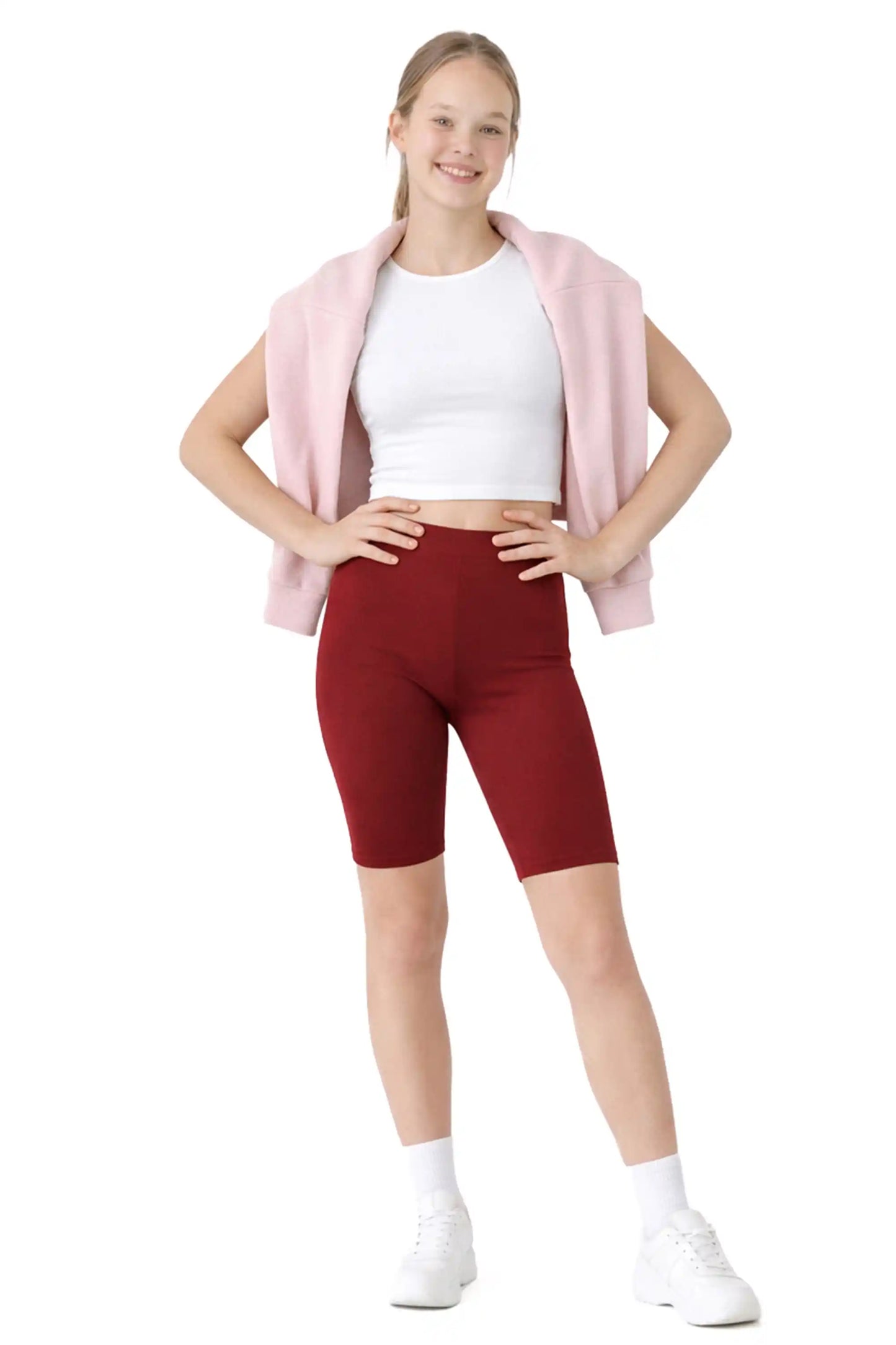 Girls' Soft Stretch Bike Shorts | Elastic Waist | Cotton Blend | Toddler & Kids Sizes 2T–12Y