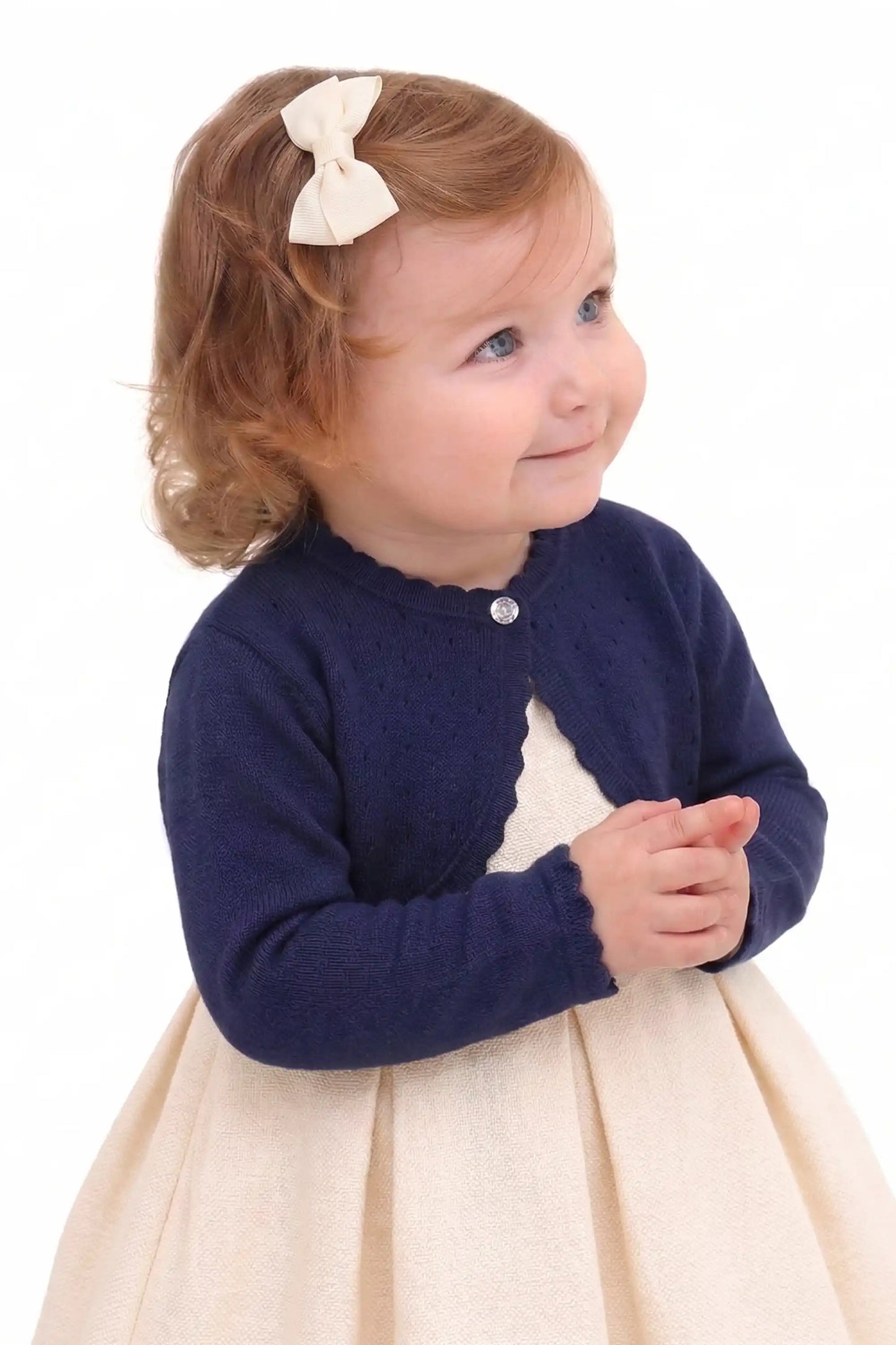Baby Girls' Long Sleeve Knit One Button Closure Bolero Shrug