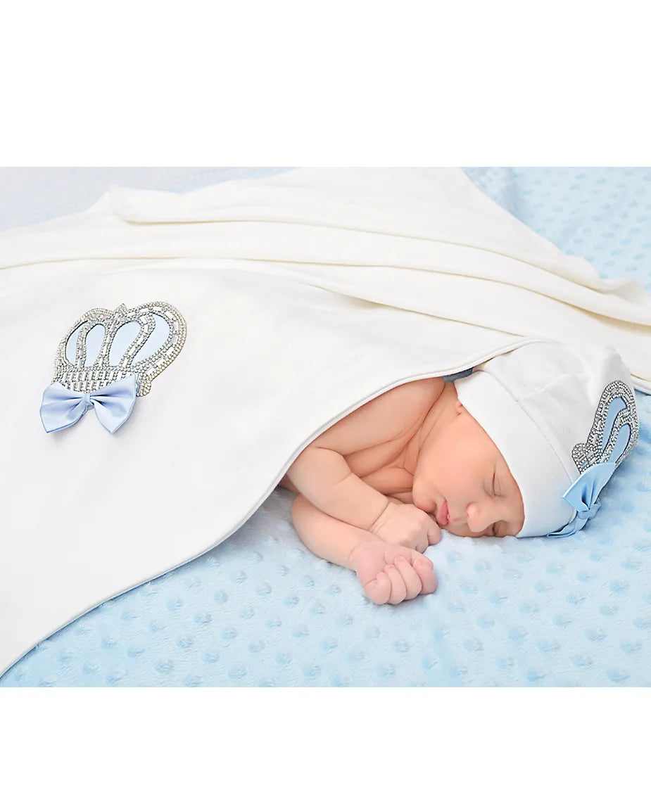 Soft Cotton Swaddle Receiving Blanket for Newborn Baby Boy's Crown Jewels 34 X 30