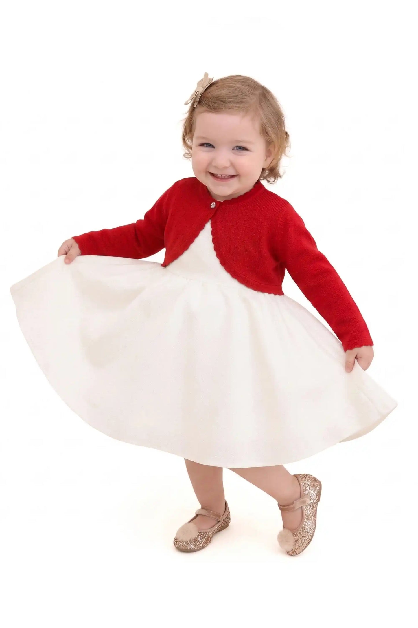 Baby Girls' Long Sleeve Knit One Button Closure Bolero Shrug