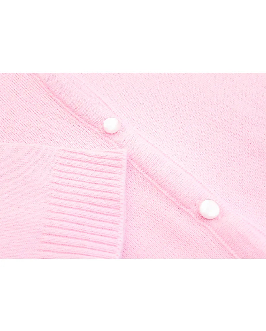 Girls Knit Pearl Buttoned Cardigan Sweater