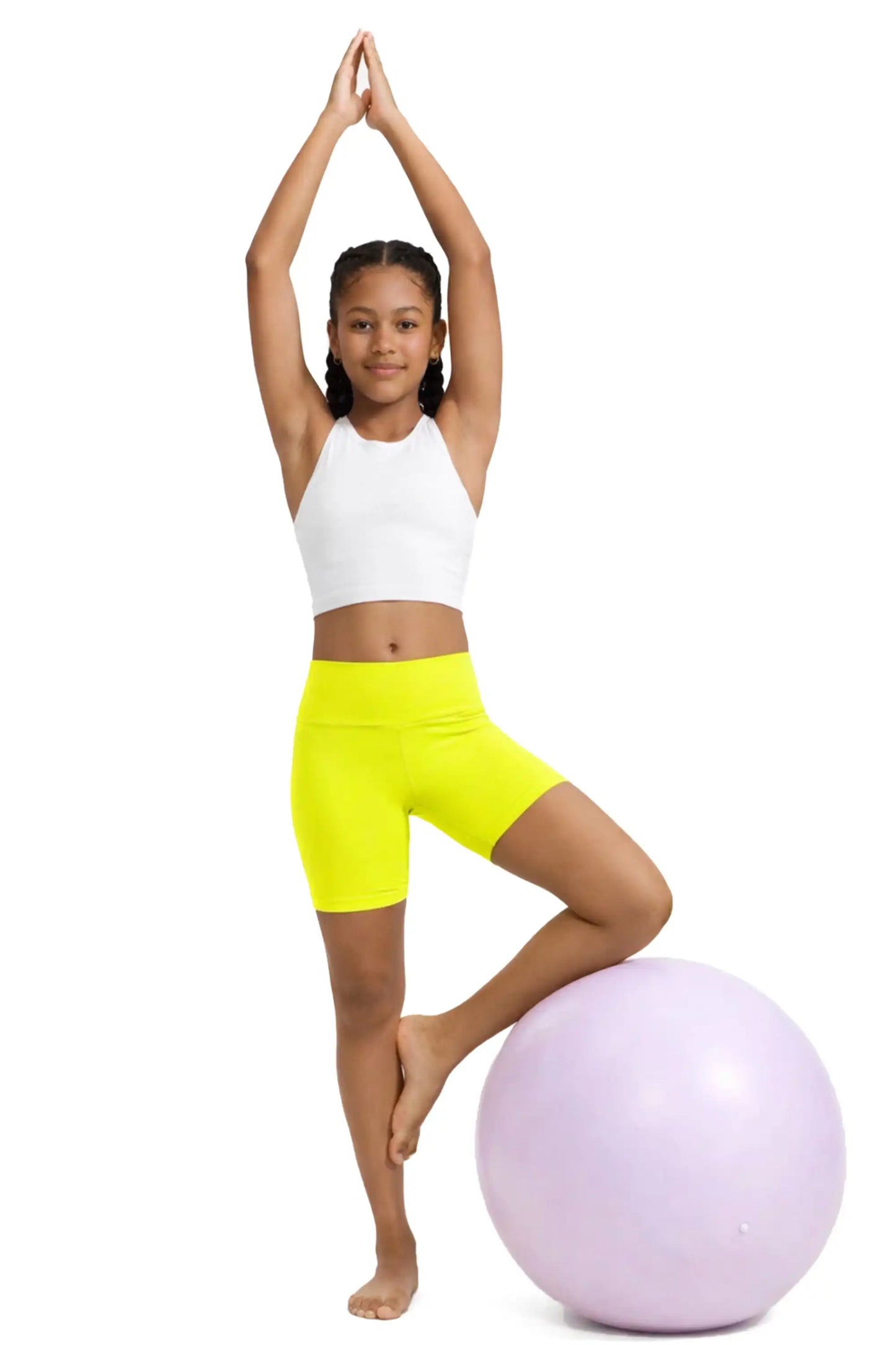 Girls High Waist Biker Shorts — Premium Soft 4-Way Stretch Yoga & Dance Athletic Shorts
