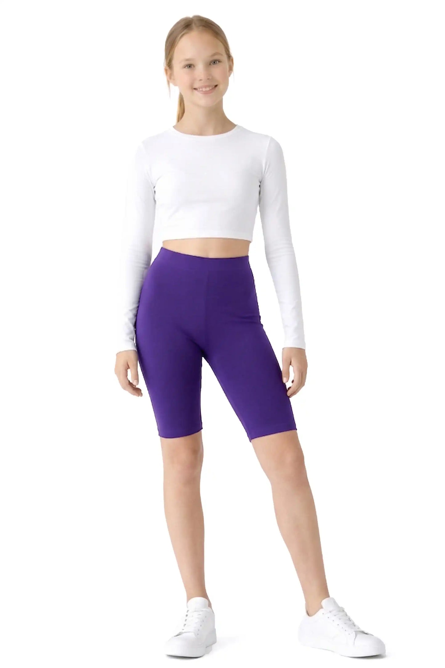 Girls' Soft Stretch Bike Shorts | Elastic Waist | Cotton Blend | Toddler & Kids Sizes 2T–12Y