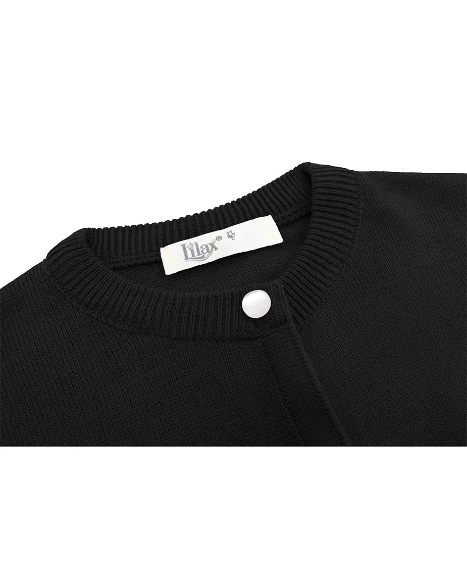 Girls Knit Pearl Buttoned Cardigan Sweater