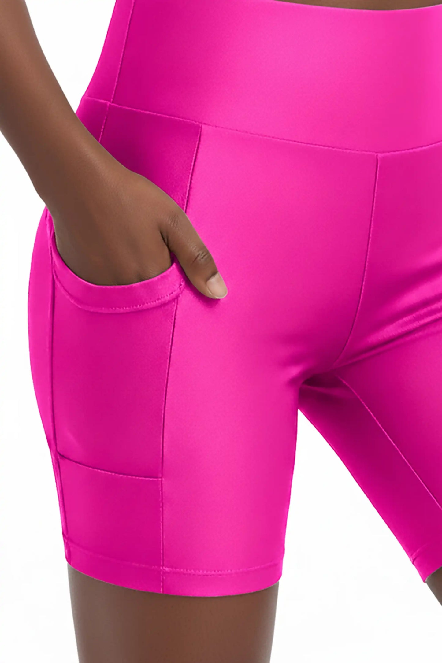 Girls Athletic Shorts with Pocket High Waisted Biker Shorts for Dance Yoga Gymnastics