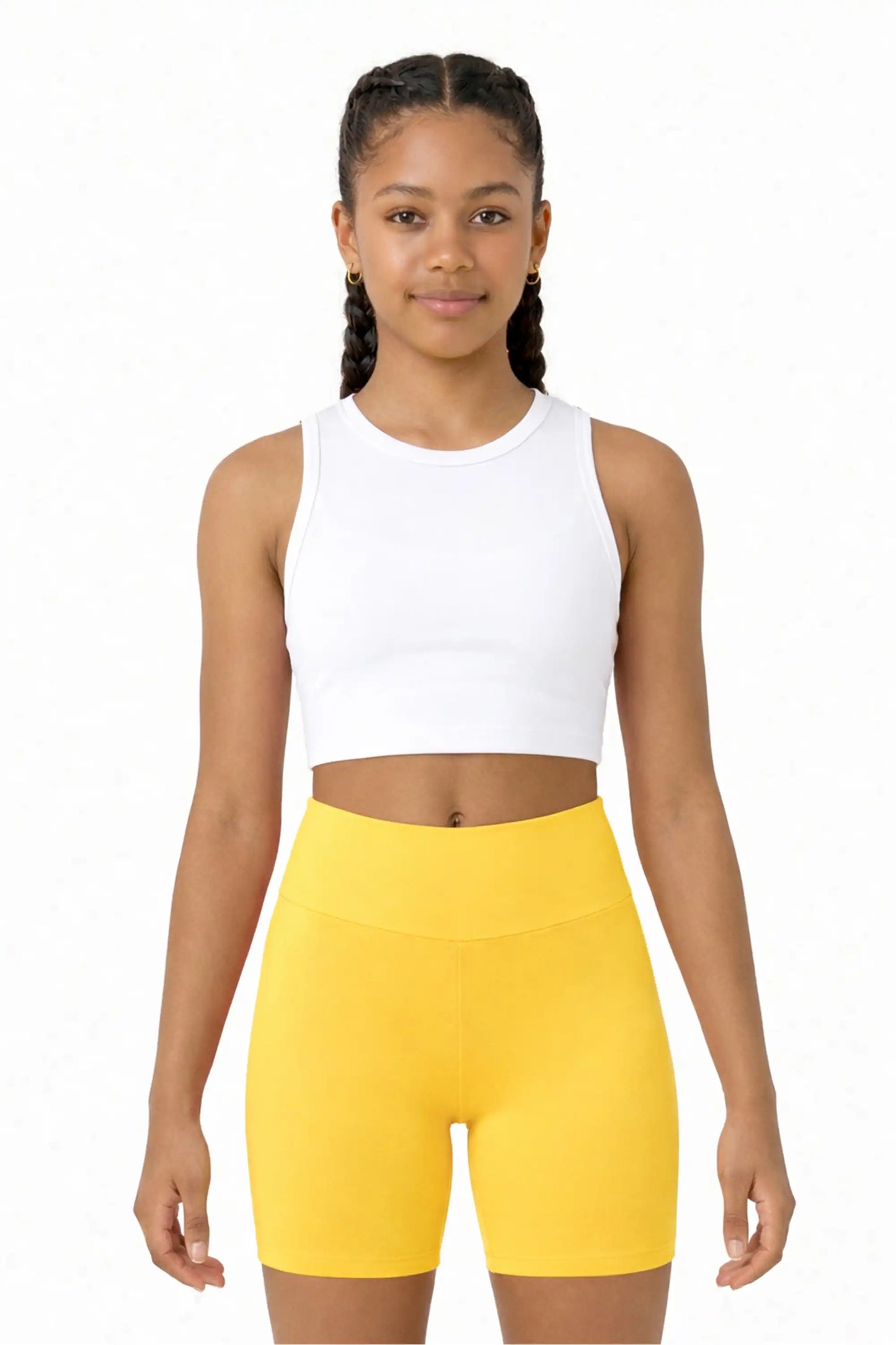 Girls High Waist Biker Shorts — Premium Soft 4-Way Stretch Yoga & Dance Athletic Shorts