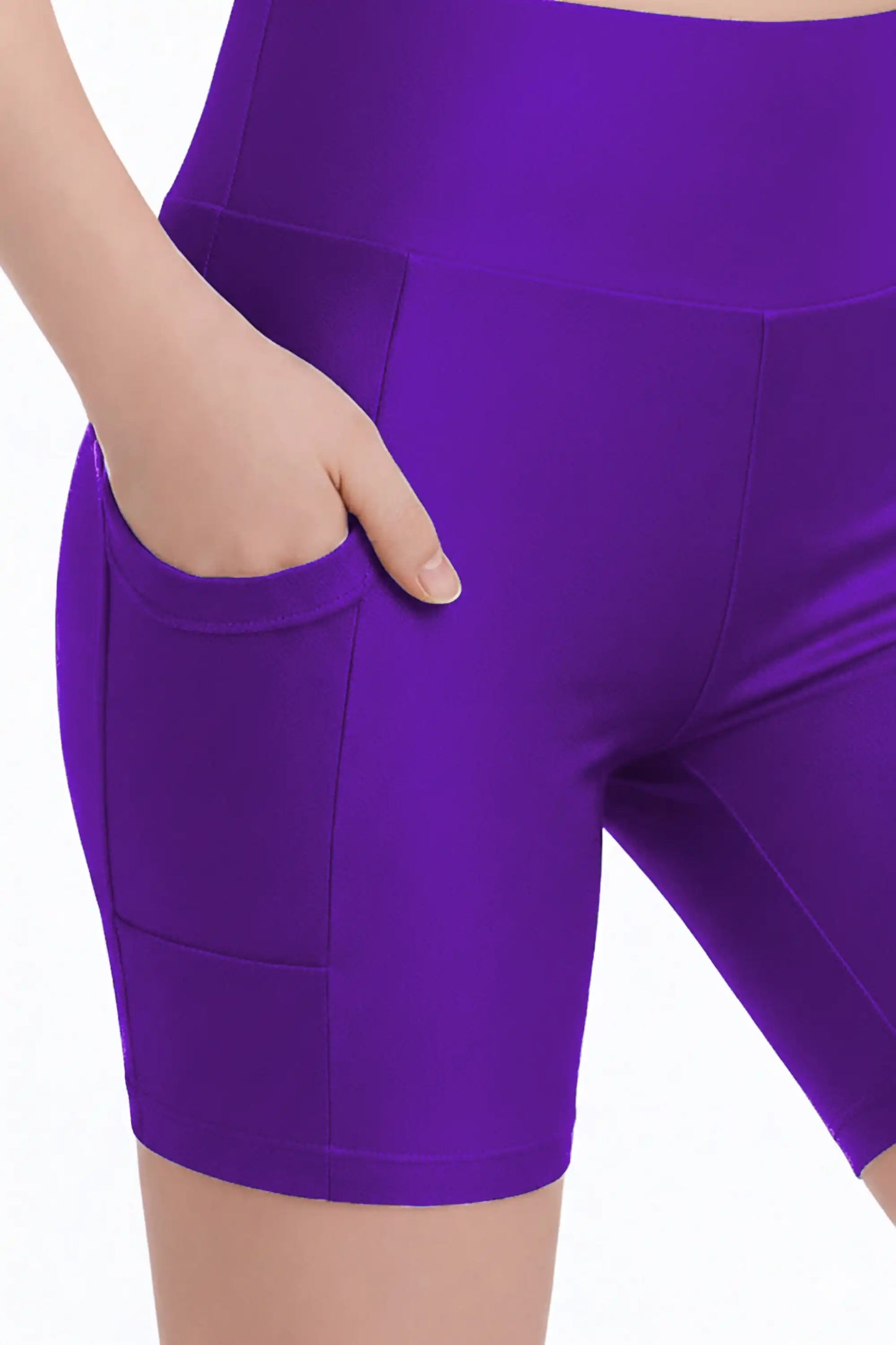Girls Athletic Shorts with Pocket High Waisted Biker Shorts for Dance Yoga Gymnastics