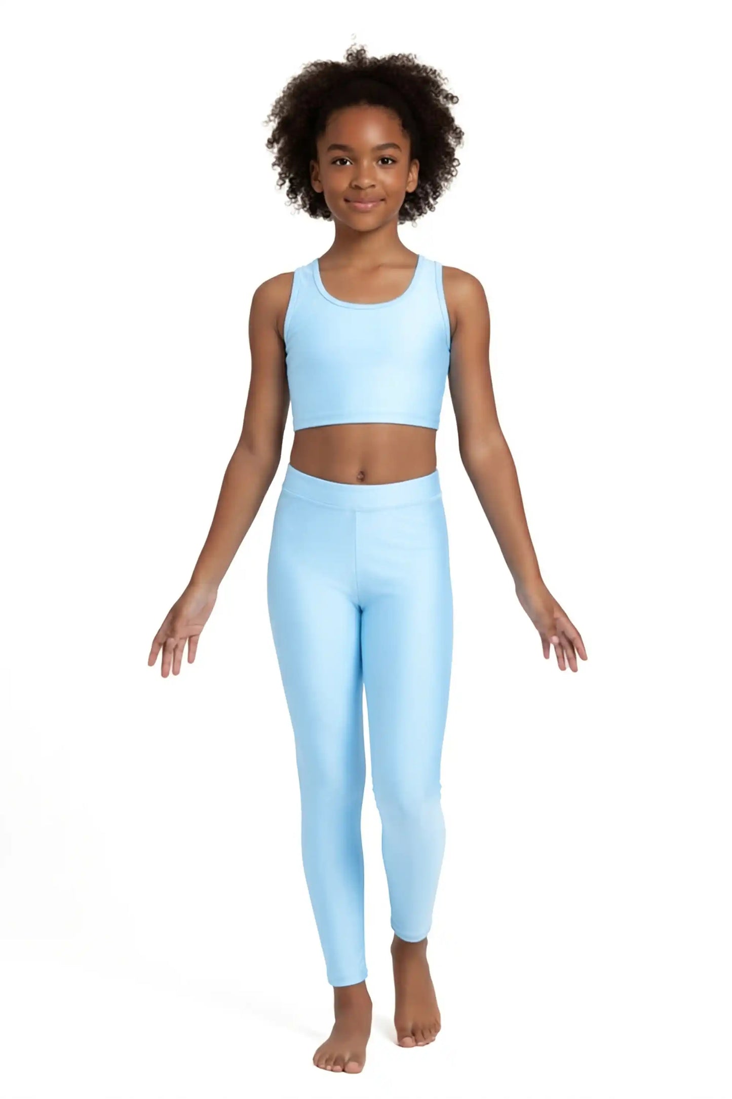 Girls Shiny High Waisted Leggings – Dance & Gymnastics Stretch Tights