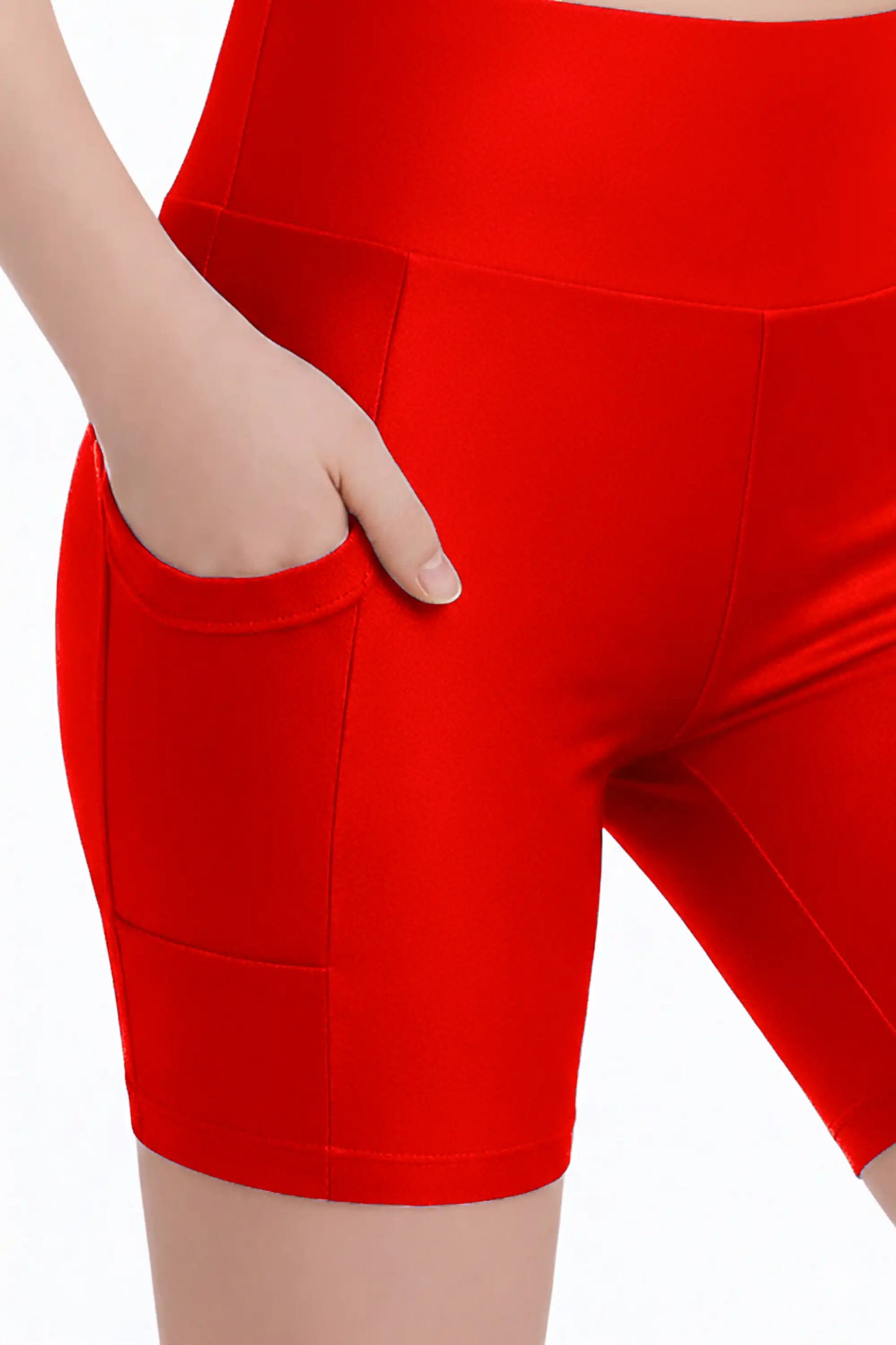 Girls Athletic Shorts with Pocket High Waisted Biker Shorts for Dance Yoga Gymnastics
