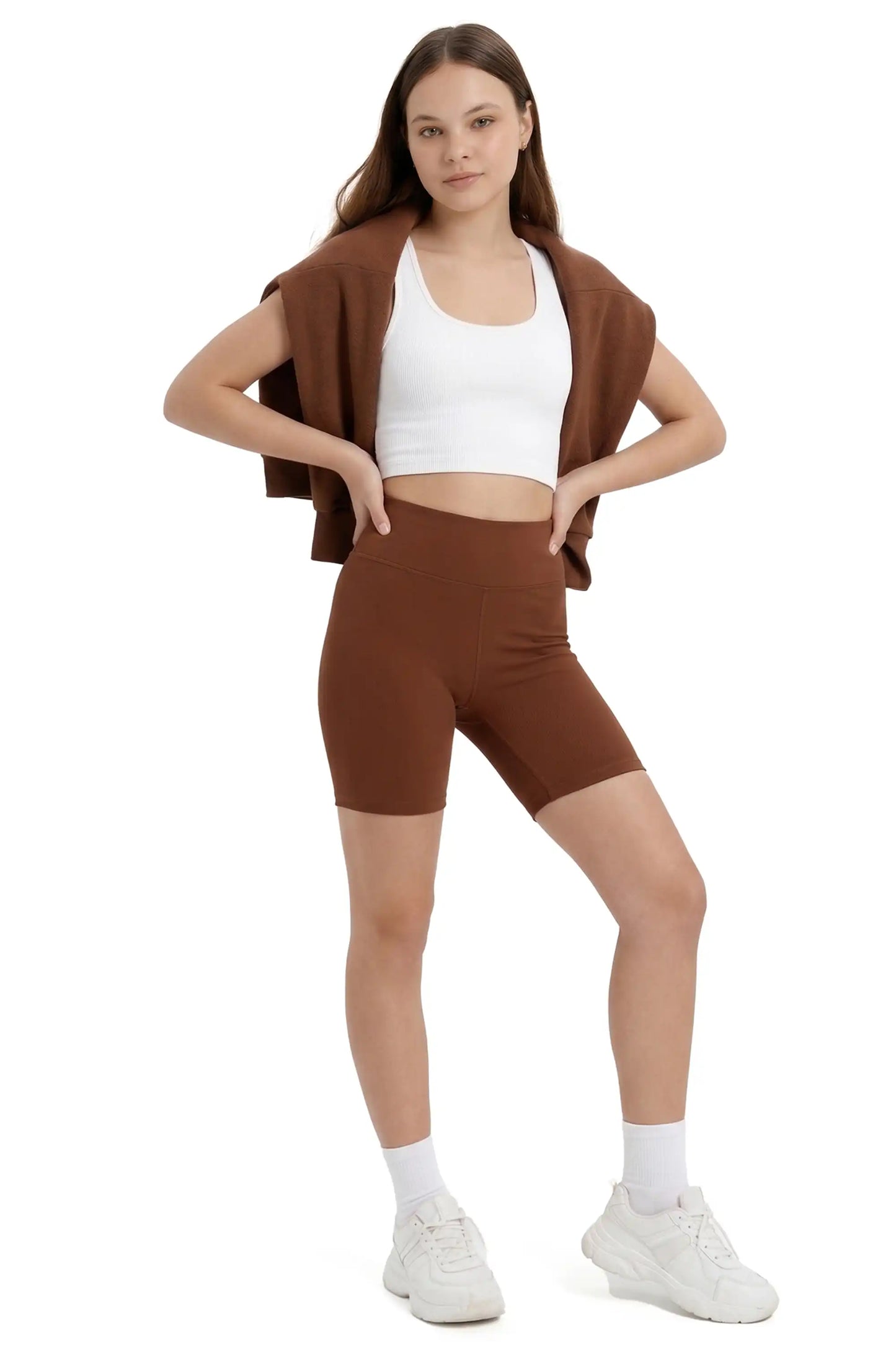 Girls High Waist Biker Shorts — Premium Soft 4-Way Stretch Yoga & Dance Athletic Shorts