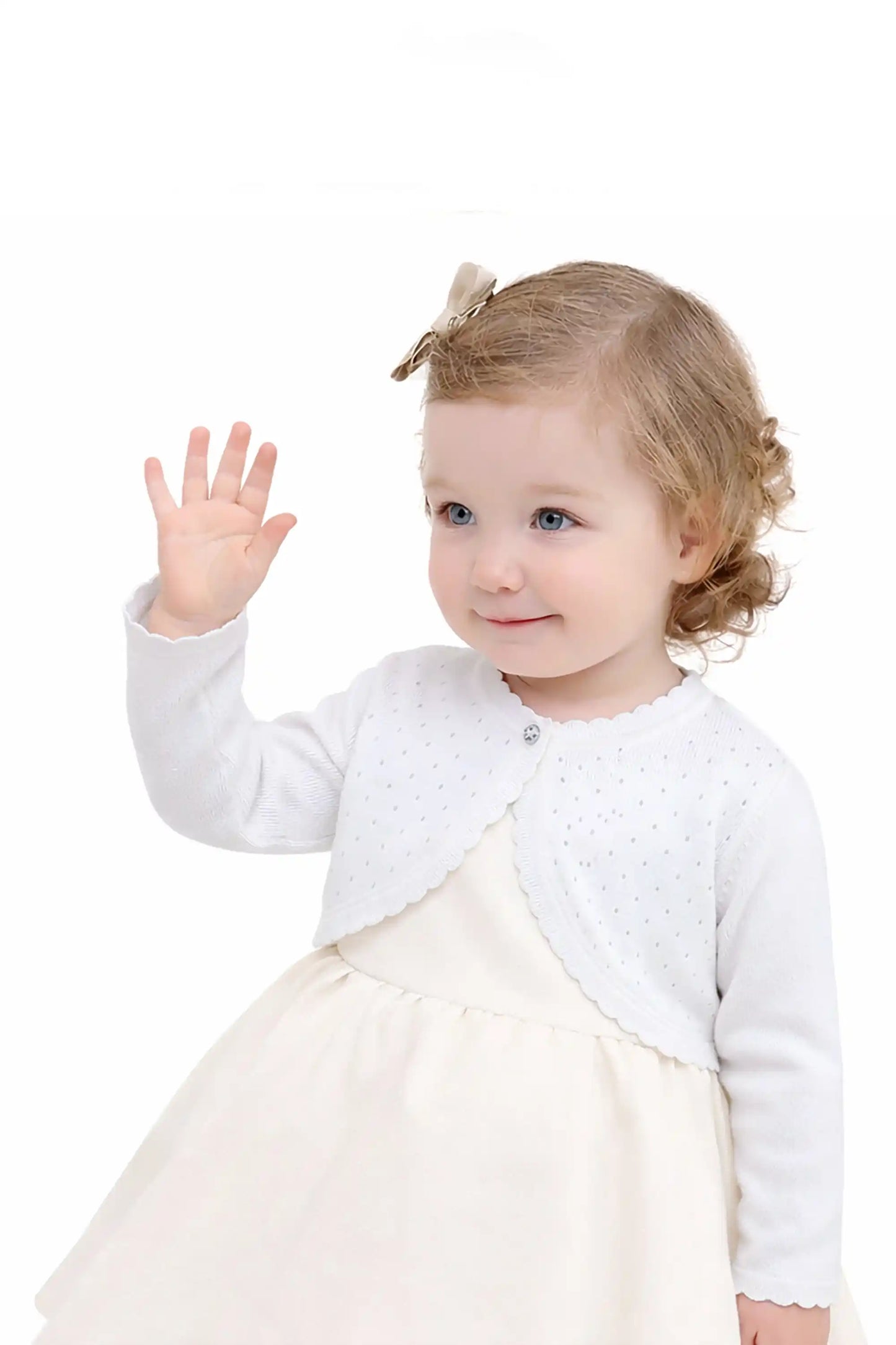 Baby Girls' Long Sleeve Knit One Button Closure Bolero Shrug