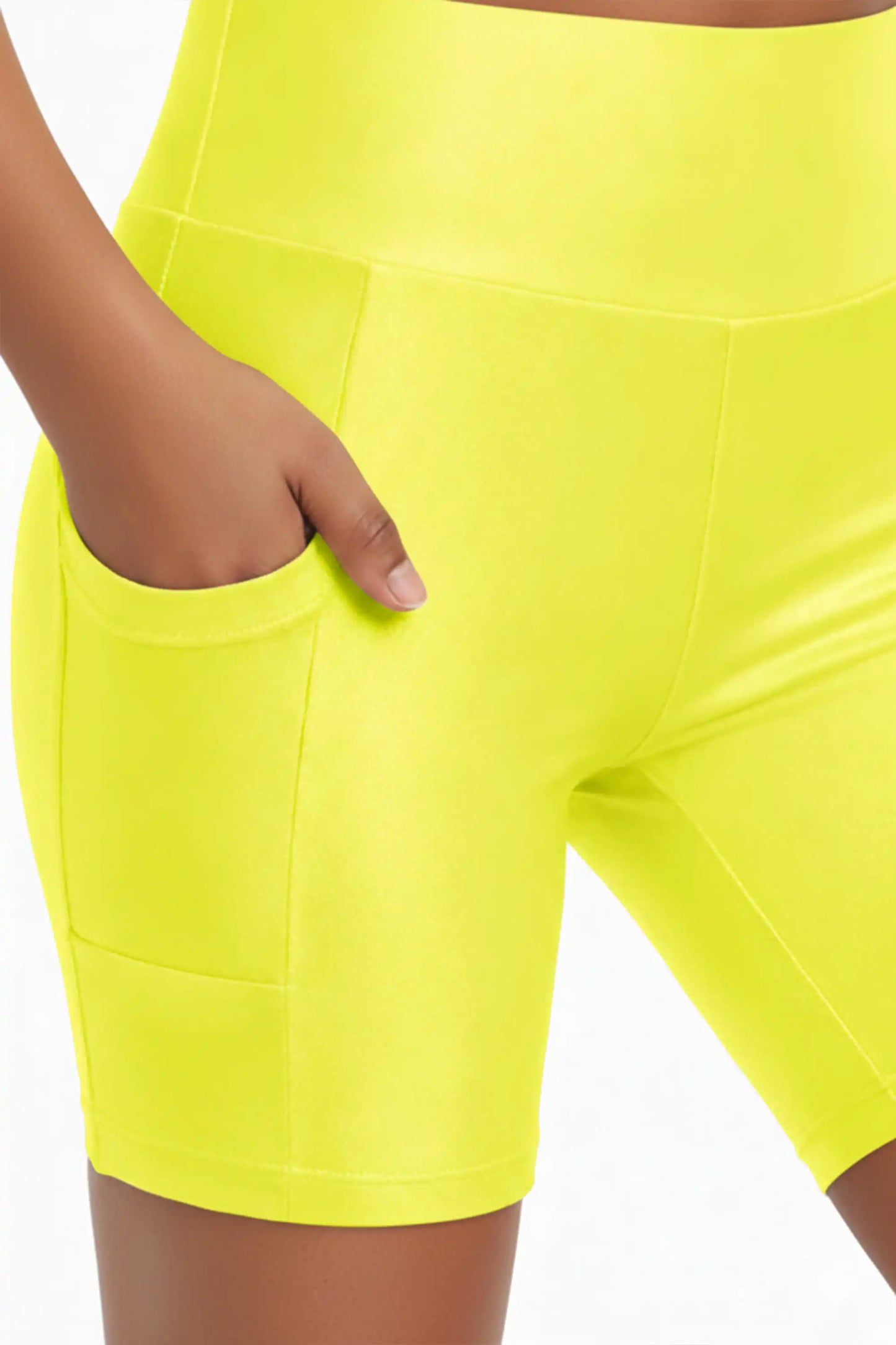 Girls Athletic Shorts with Pocket High Waisted Biker Shorts for Dance Yoga Gymnastics