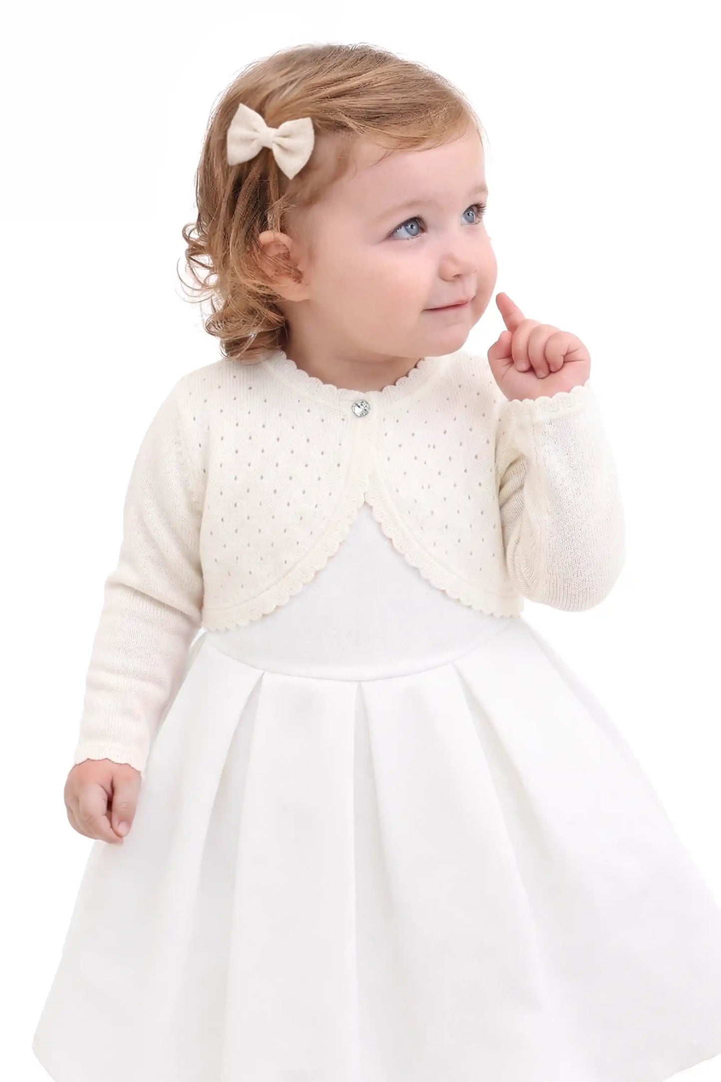 Baby Girls' Long Sleeve Knit One Button Closure Bolero Shrug
