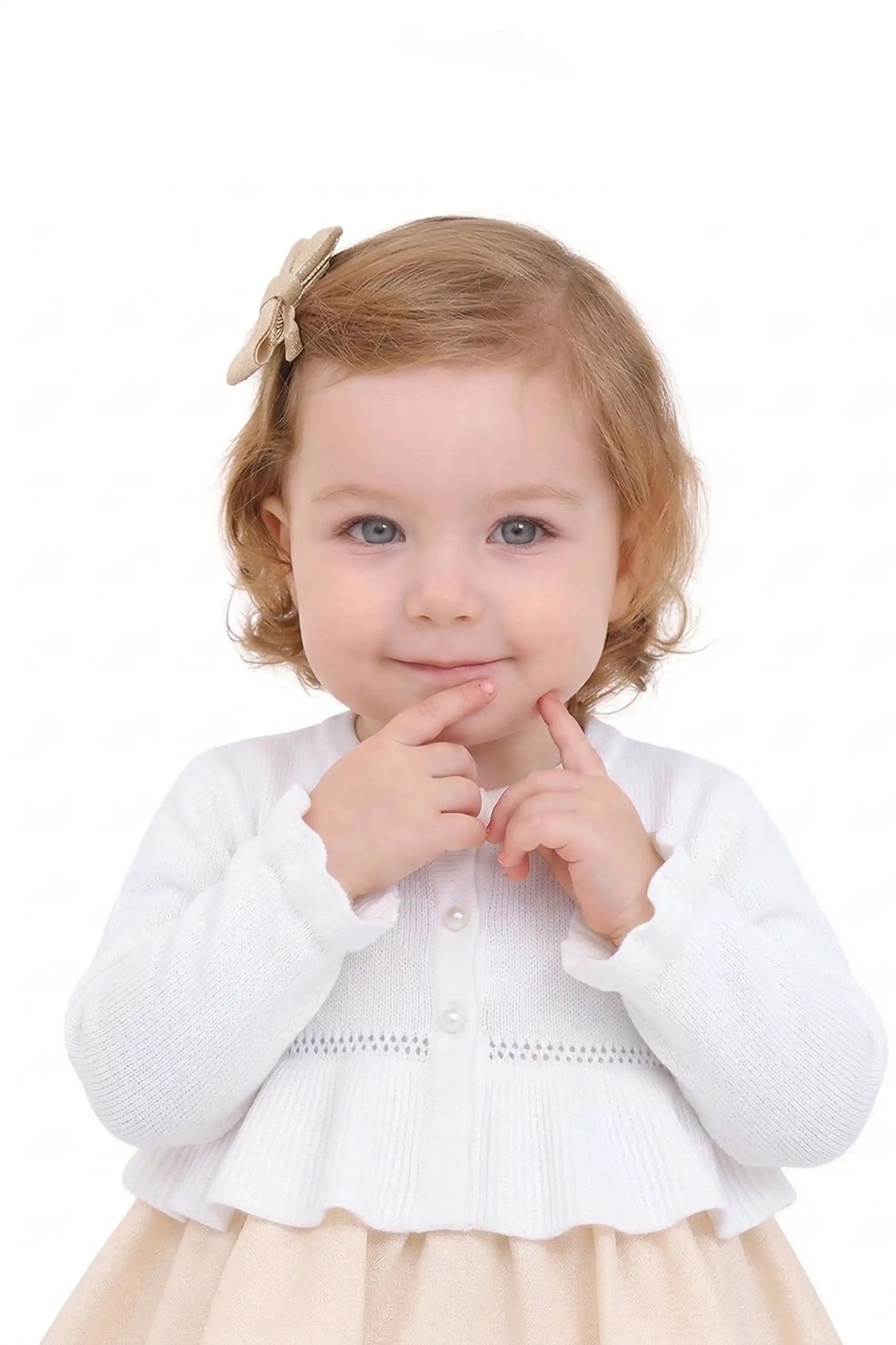 Baby Girls' Long Sleeve Knit One Button Closure Bolero Shrug