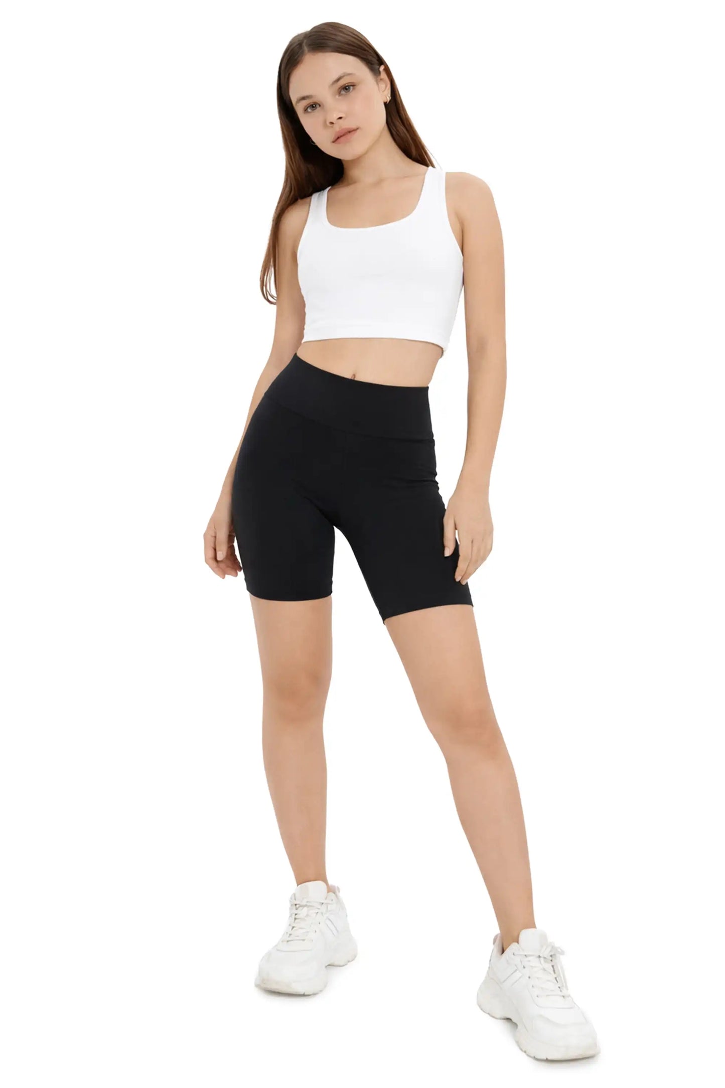 Girls High Waist Biker Shorts — Premium Soft 4-Way Stretch Yoga & Dance Athletic Shorts