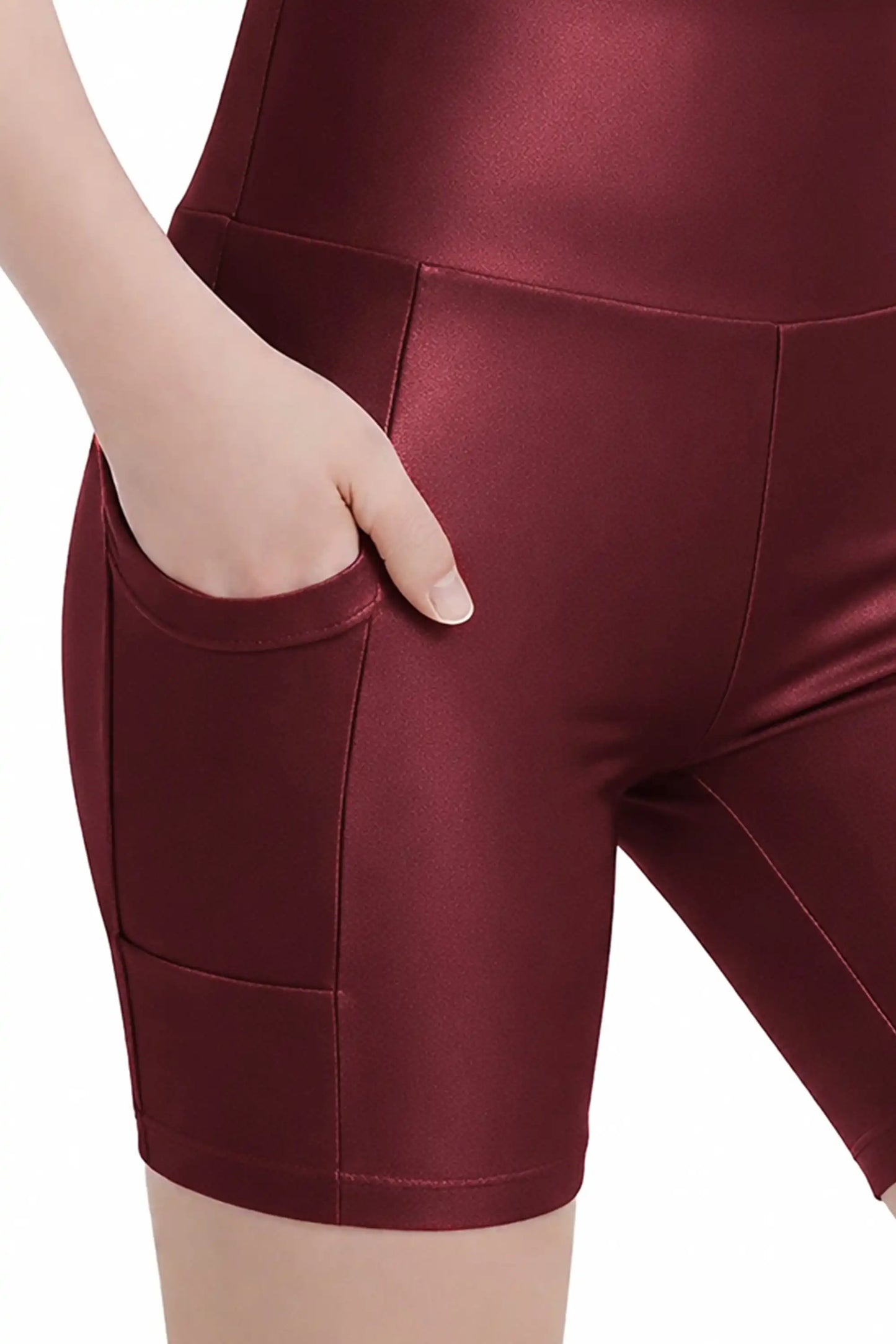 Girls Athletic Shorts with Pocket High Waisted Biker Shorts for Dance Yoga Gymnastics