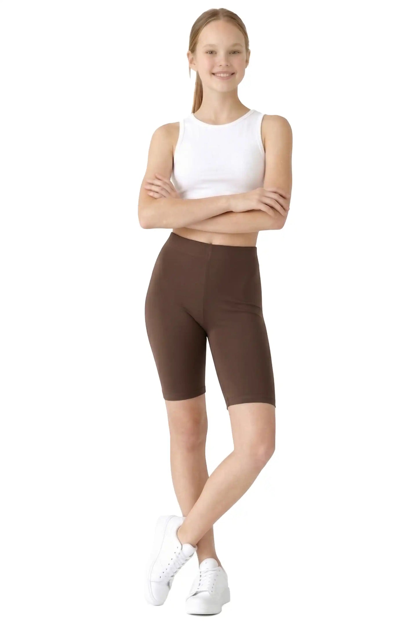 Girls' Soft Stretch Bike Shorts | Elastic Waist | Cotton Blend | Toddler & Kids Sizes 2T–12Y