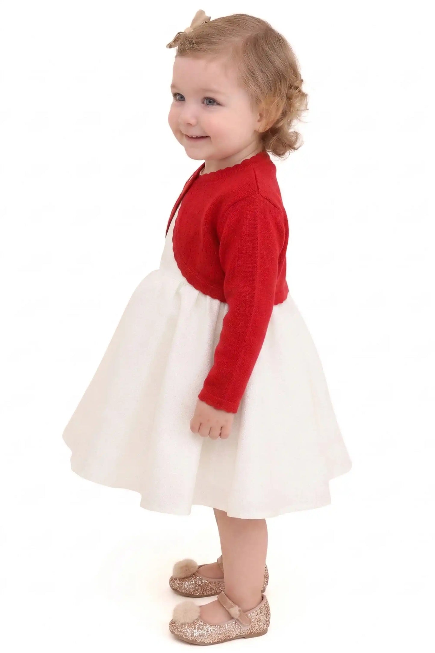 Baby Girls' Long Sleeve Knit One Button Closure Bolero Shrug