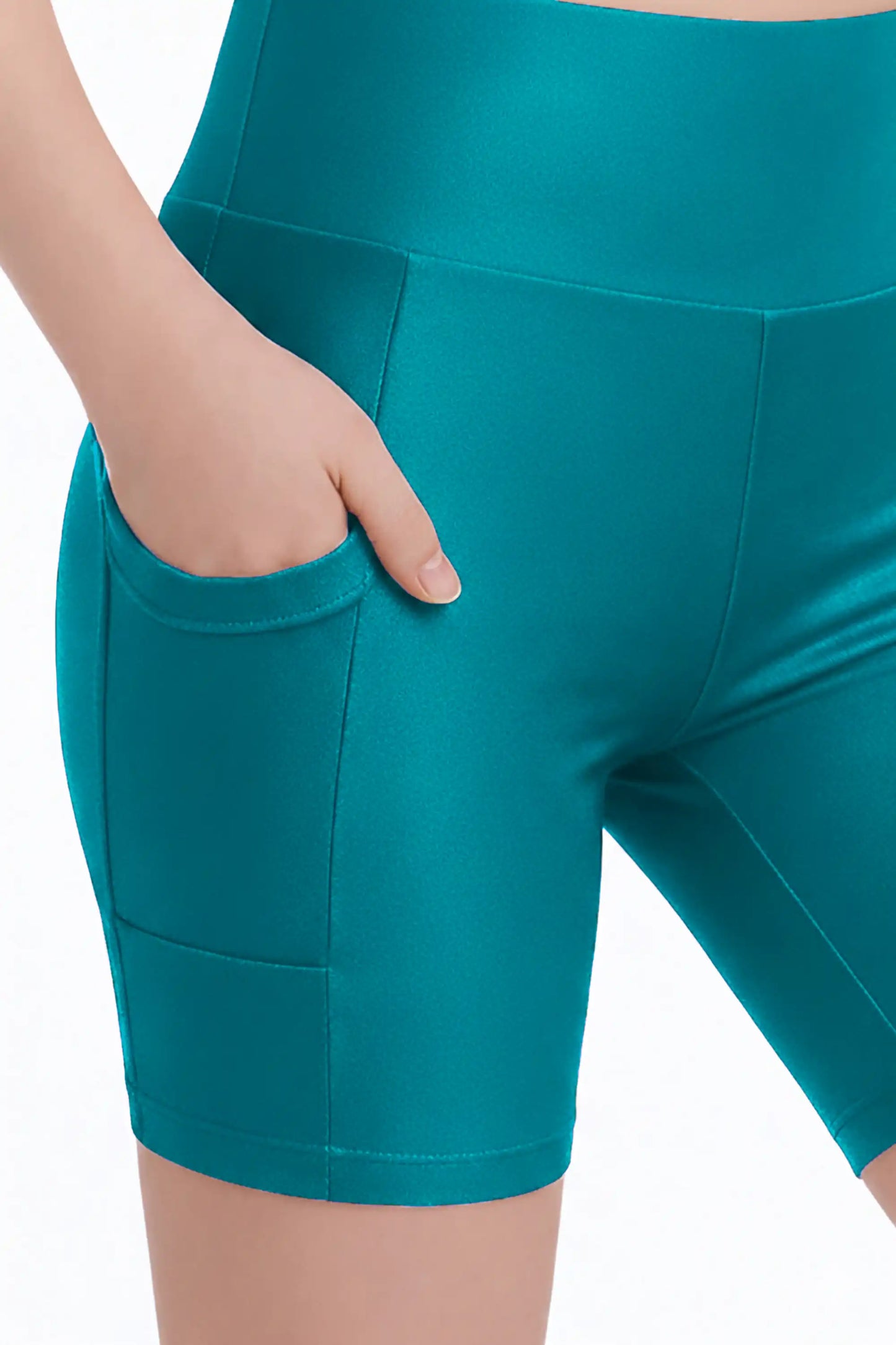 Girls Athletic Shorts with Pocket High Waisted Biker Shorts for Dance Yoga Gymnastics