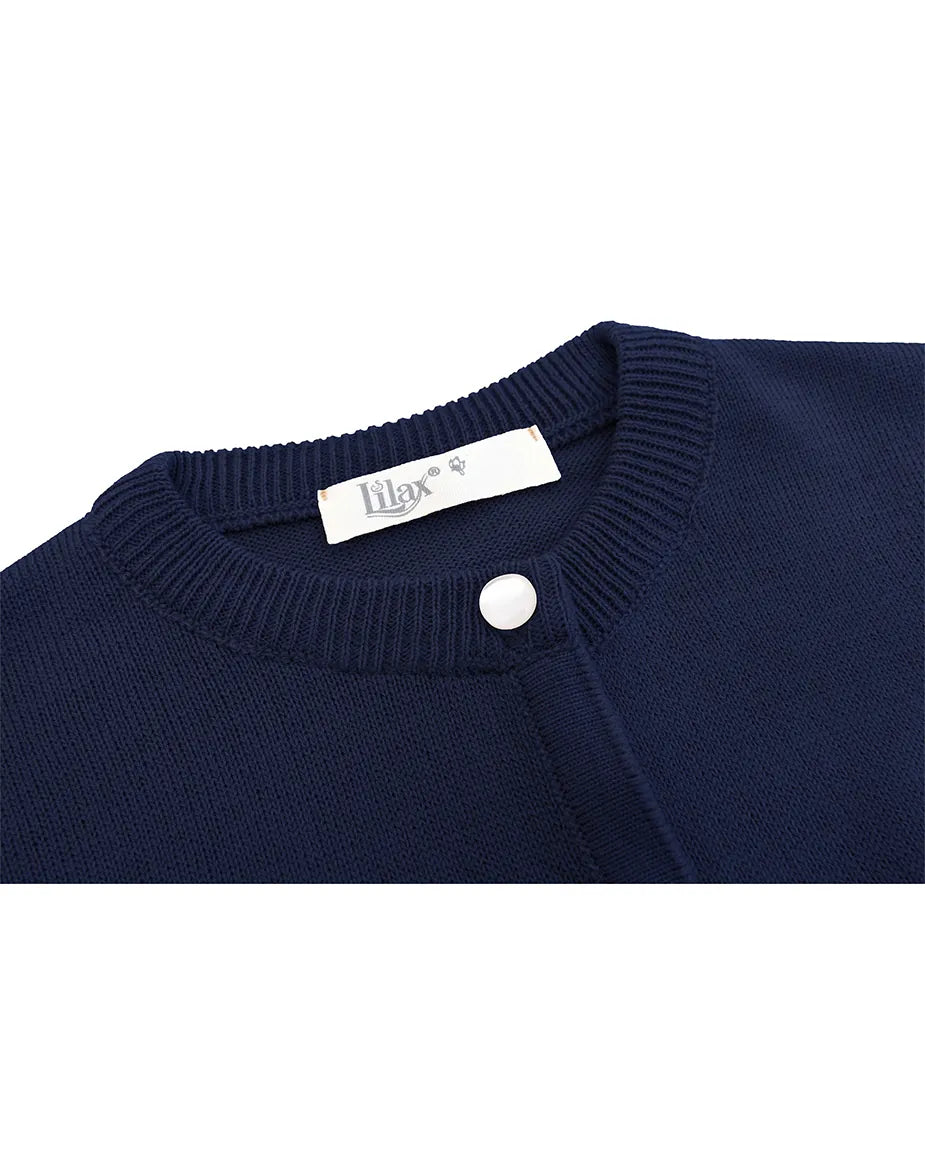Girls Knit Pearl Buttoned Cardigan Sweater