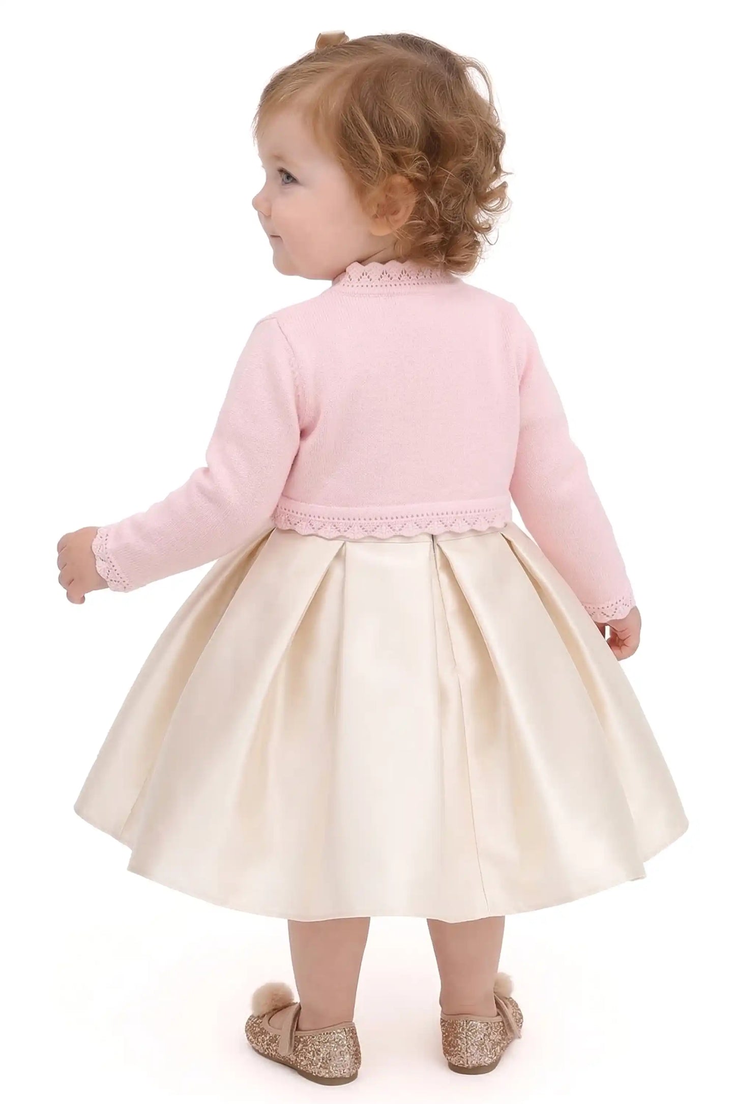Little Girls' Knit Long Sleeve Button Closure Bolero Cardigan Shrug