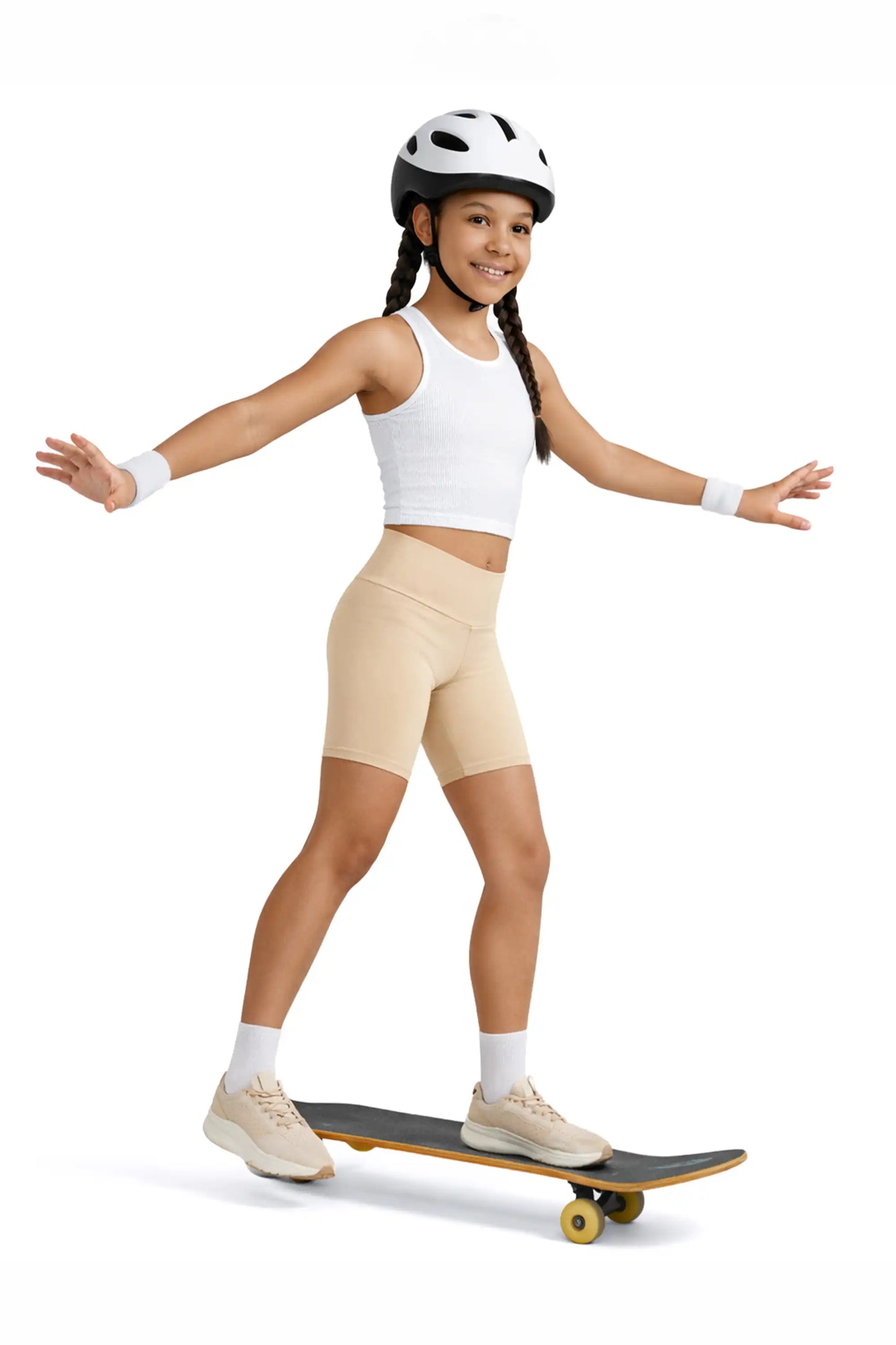 Girls High Waist Biker Shorts — Premium Soft 4-Way Stretch Yoga & Dance Athletic Shorts