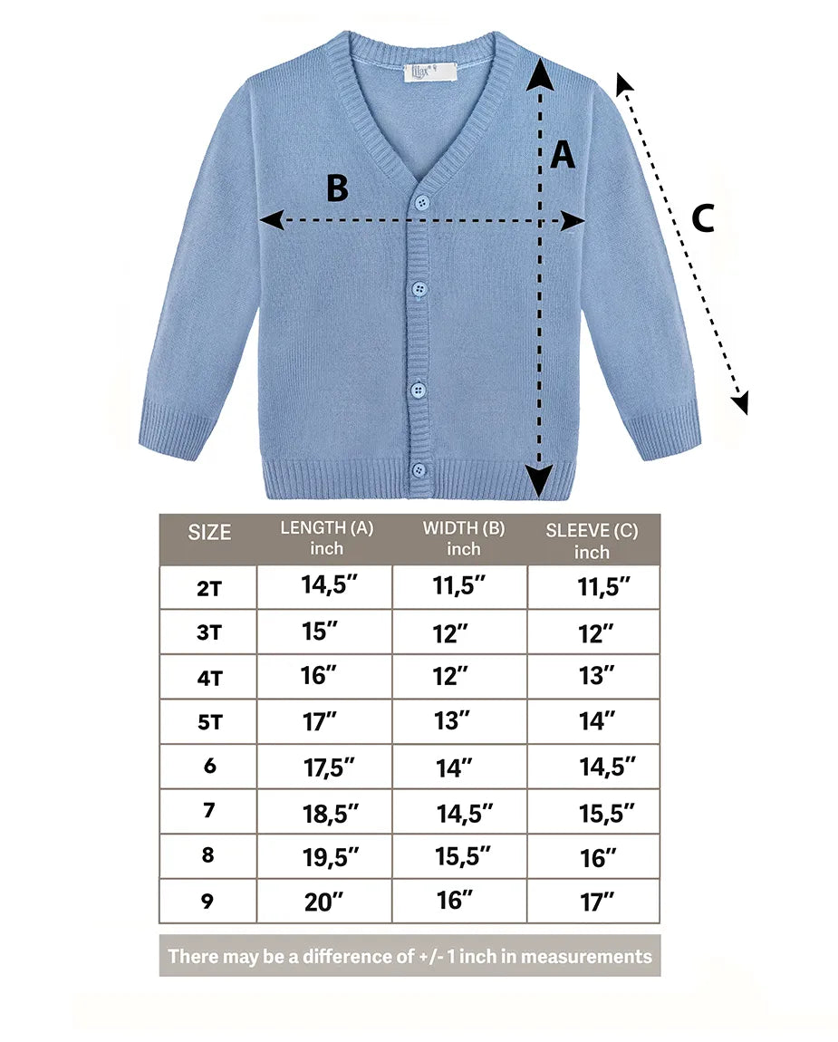 V-Neck Cardigan Sweater for Boys - Featuring Button Closure, Toddler to Youth