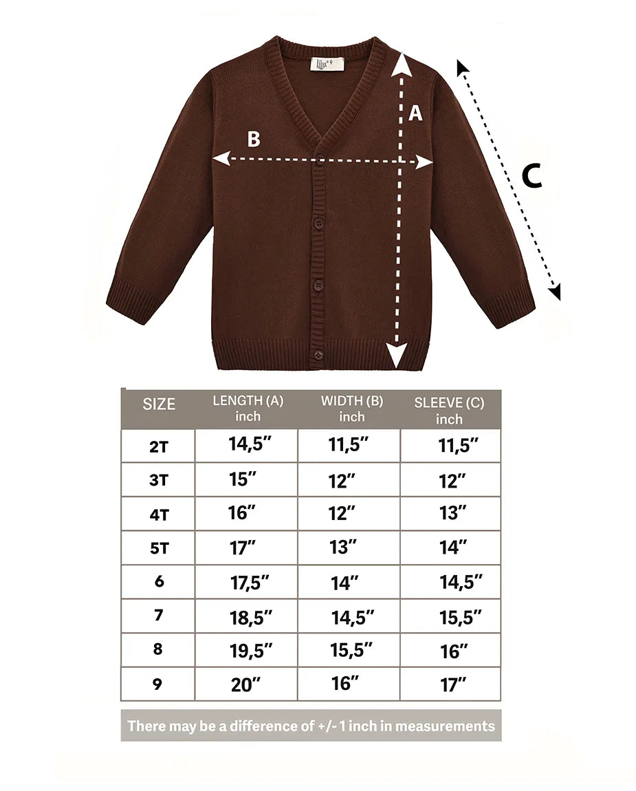 V-Neck Cardigan Sweater for Boys - Featuring Button Closure, Toddler to Youth