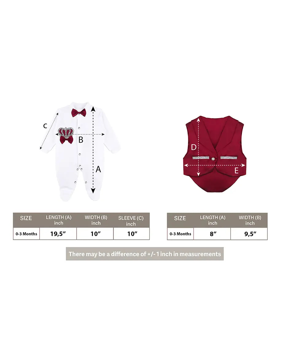 Regal and Handsome: 5-Piece Layette Gift Set with Jeweled Crown Tuxedo for Baby Boys (0-3 Months)
