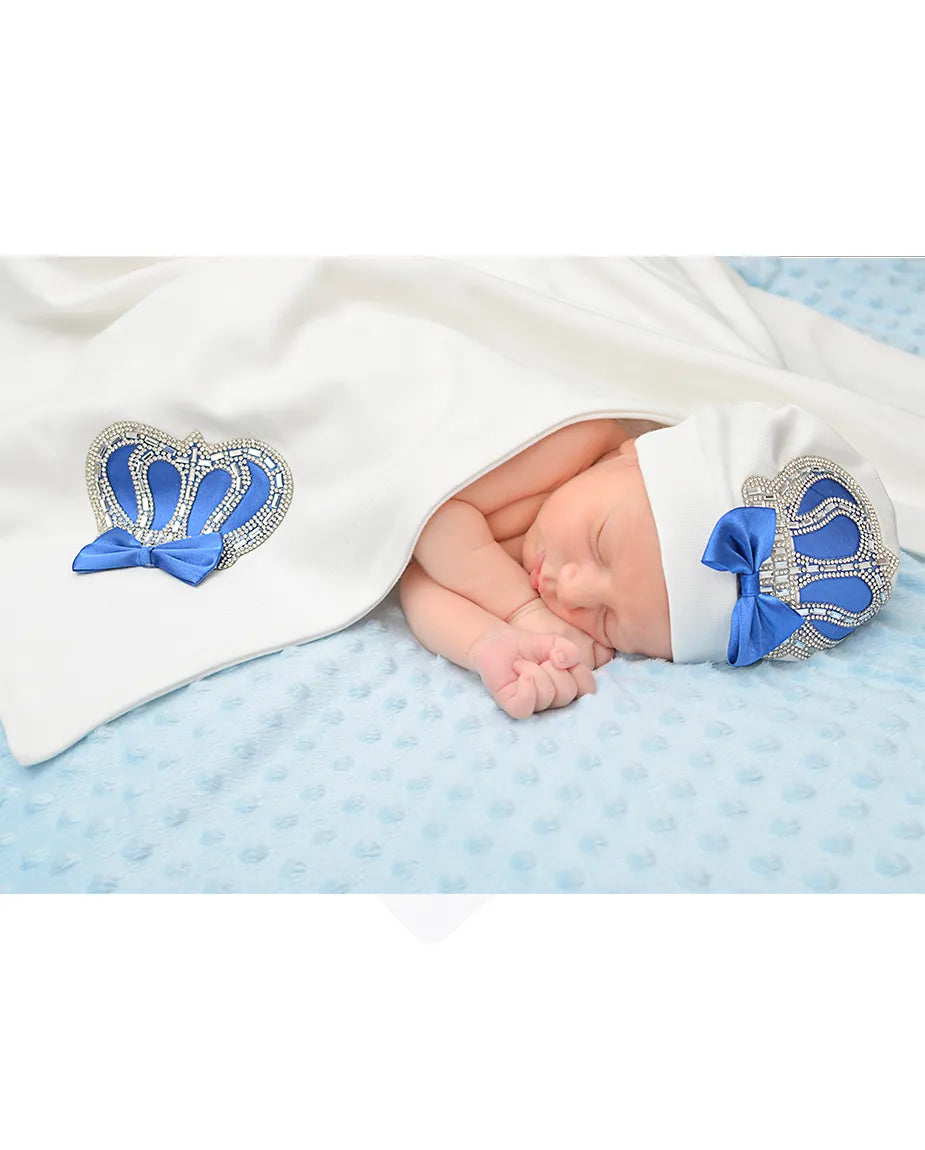 Soft Cotton Swaddle Receiving Blanket for Newborn Baby Boy's Crown Jewels 34 X 30
