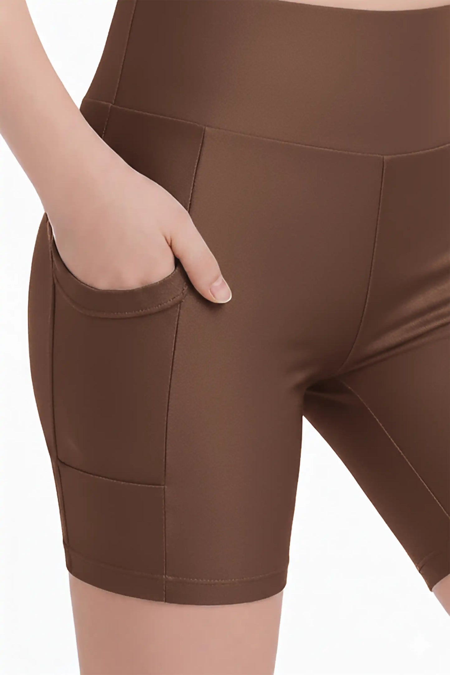 Girls Athletic Shorts with Pocket High Waisted Biker Shorts for Dance Yoga Gymnastics