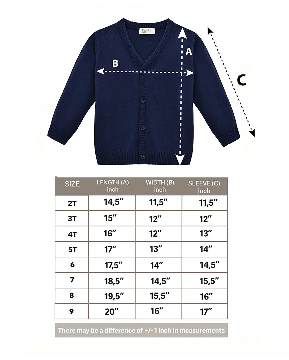 V-Neck Cardigan Sweater for Boys - Featuring Button Closure, Toddler to Youth
