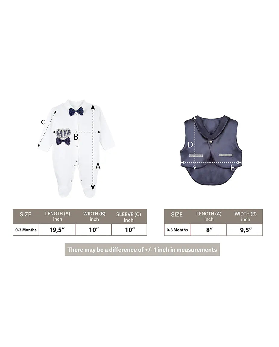 Regal and Handsome: 5-Piece Layette Gift Set with Jeweled Crown Tuxedo for Baby Boys (0-3 Months)