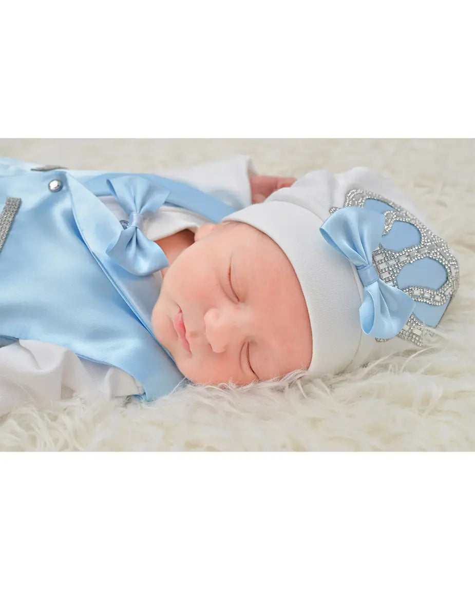 Regal and Handsome: 5-Piece Layette Gift Set with Jeweled Crown Tuxedo for Baby Boys (0-3 Months)