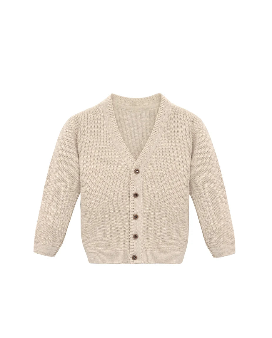 Little Boys Basic Long Sleeve V-Neck Classic Knit Cardigan Sweater