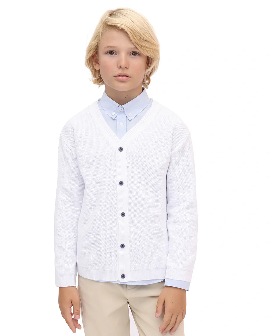 Little Boys Basic Long Sleeve V-Neck Classic Knit Cardigan Sweater