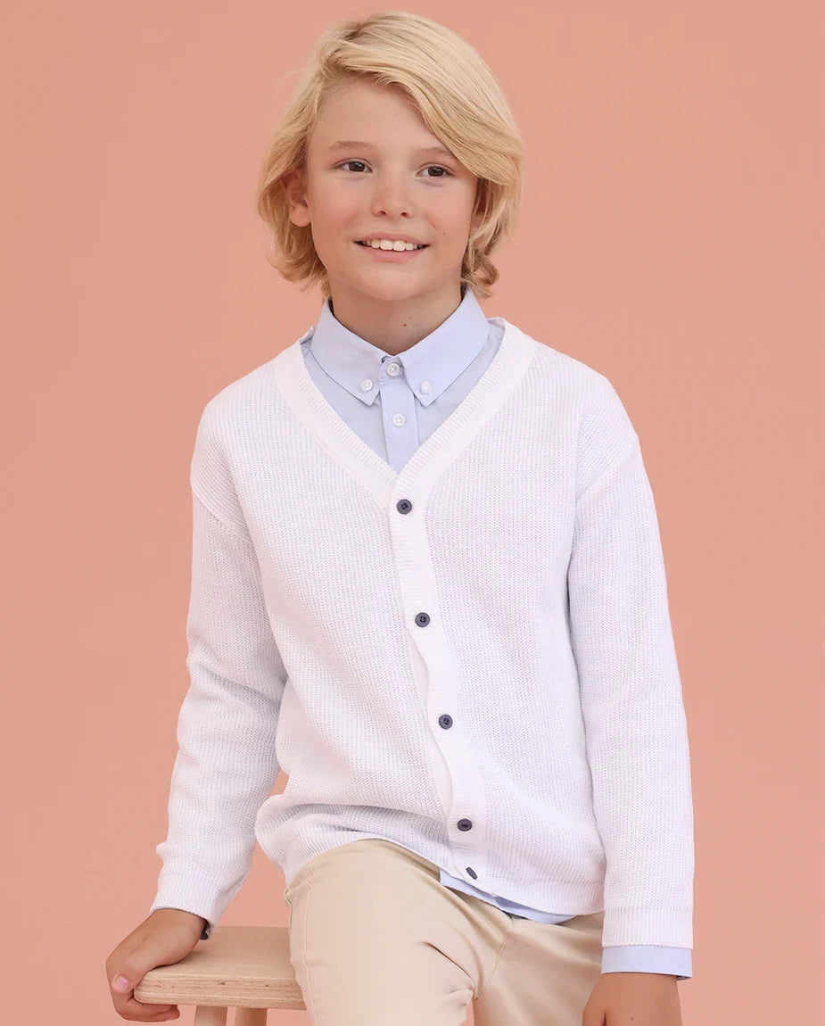 Little Boys Basic Long Sleeve V-Neck Classic Knit Cardigan Sweater