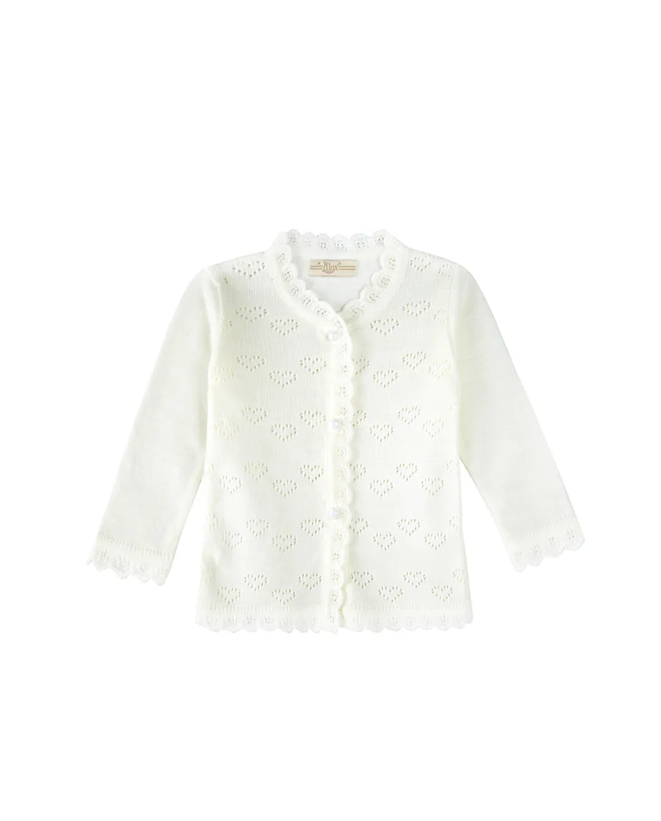 Knit Cardigan Sweater with Little Hearts Design for Baby Girls